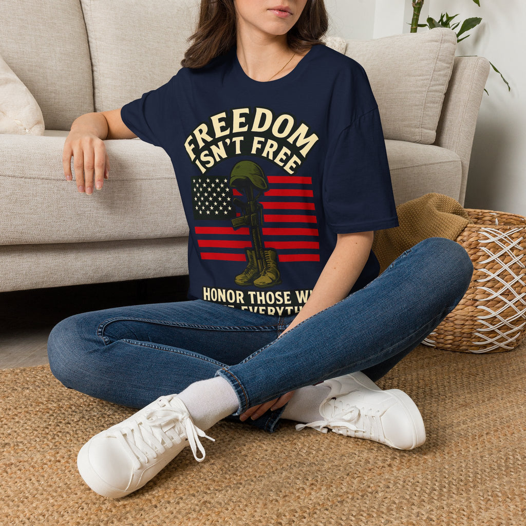 Freedom Isn't Free Shirt Veterans Day Memorial Tribute Tshirt Military Sacrifice Patriotic Remembrance Gift Battlefield Cross Tee