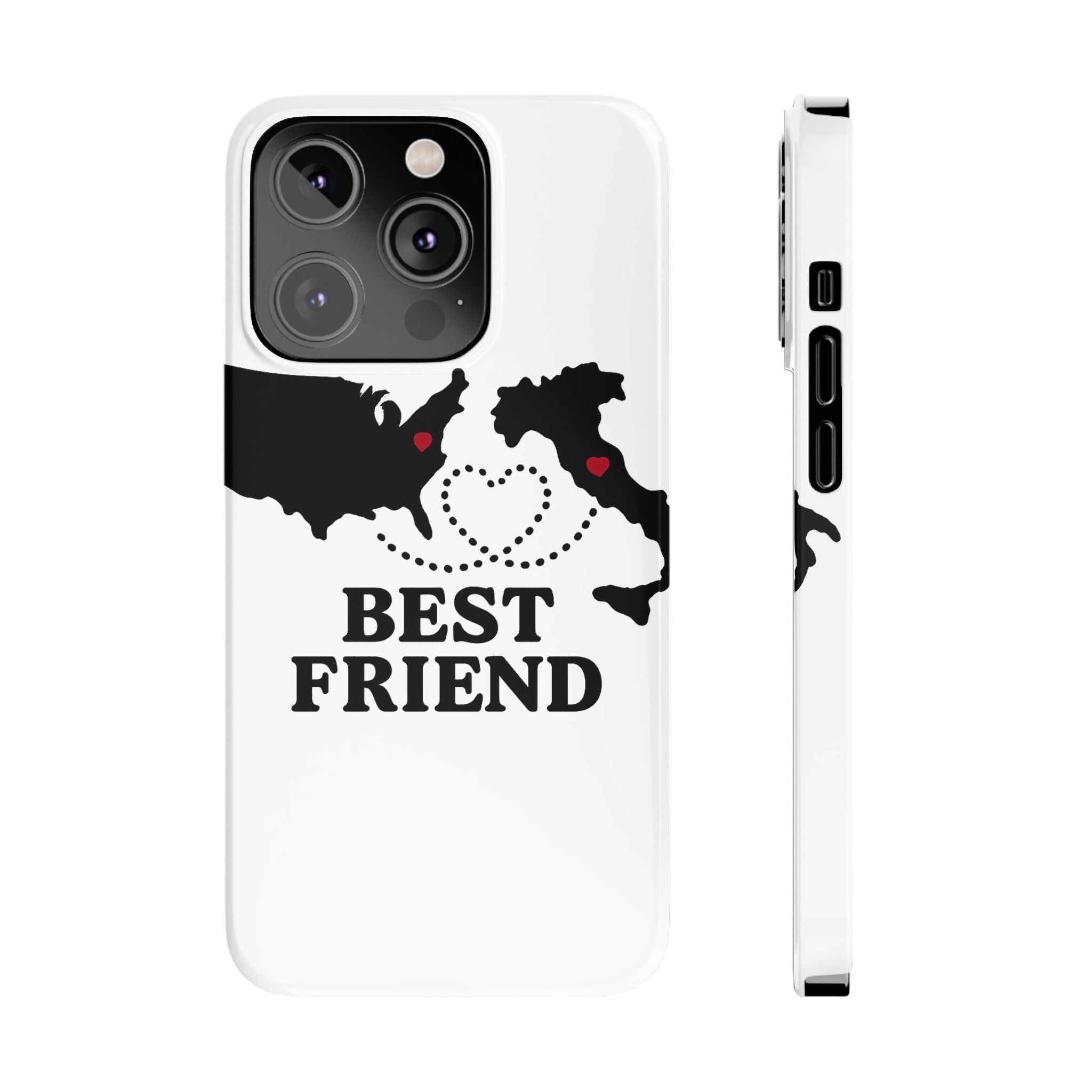 Long Distance Friendship Phone Case Personalized Coordinates Gift Best Friend Custom Location Map Heart Connection BFF