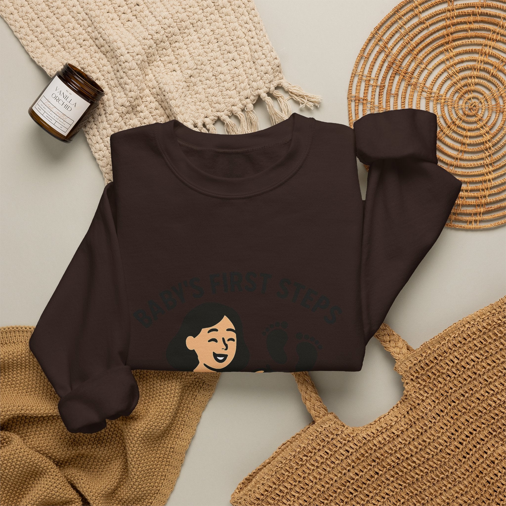 Baby's First Steps Sweatshirt, New Mom Gift, First Walking Milestone, Baby Footprint Shirt, Proud Mom Sweatshirt, Toddler Milestone