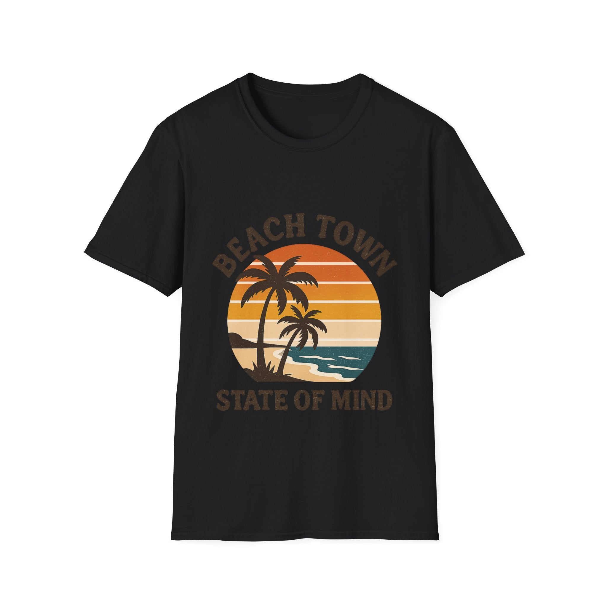 Beach Town State of Mind Shirt, Vintage Sunset Beach Tee, Coastal Living Gift, Palm Tree Vacation Shirt, Retro Beach Lover Gift