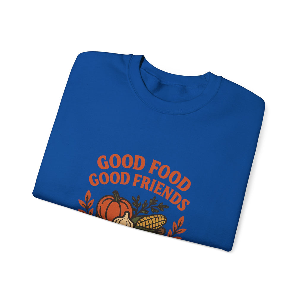 Good Food Good Friends Grateful Heart Sweatshirt, Thanksgiving Hostess Gift, Cooking Sweatshirt, Kitchen Lover Gift, Autumn Cozy Top