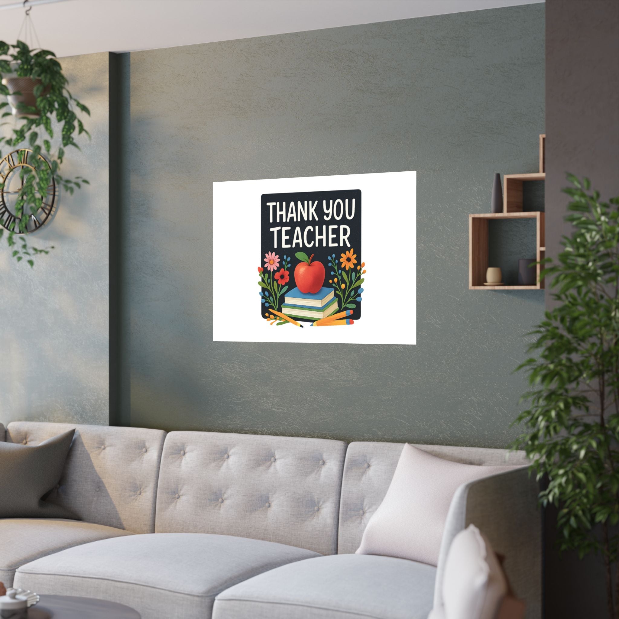 Thank You Teacher Gift Watercolor Wildflower Poster, Classroom Decor, End of School Year Gift, Teacher Appreciation Print