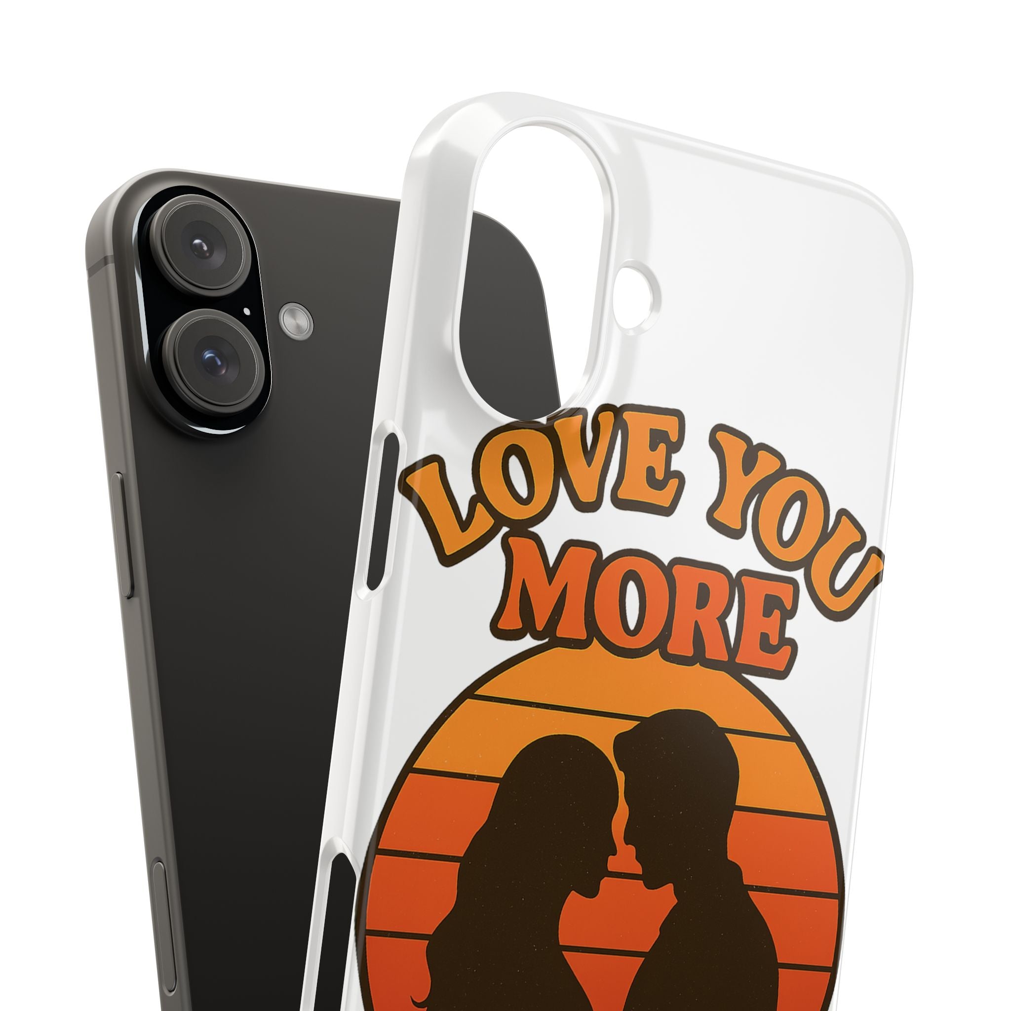 Love You More Phone Case Retro Sunset 70s Vintage Romantic Groovy Aesthetic Cute Couple Gift for Girlfriend Wife Anniversary