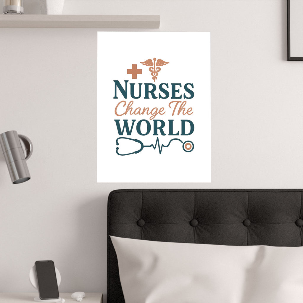 Nurse Motivation Poster, Nurses Change The World Wall Art, Nursing Graduation Gift, Nurse Office Decor, Medical Typography Print