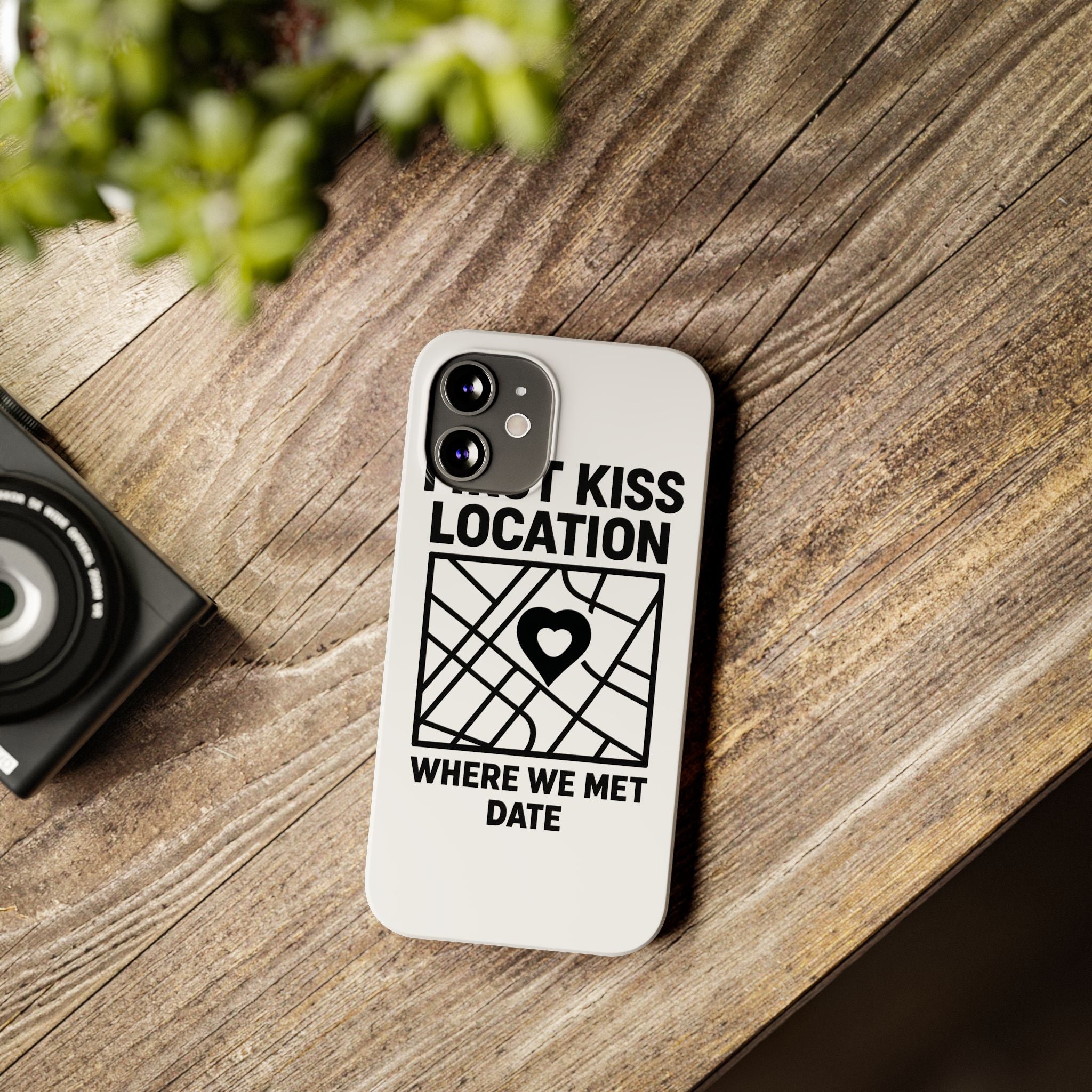 First Kiss Location Phone Case Custom Map Where We Met Anniversary Gift Personalized Couples Phone Case Heart Marker