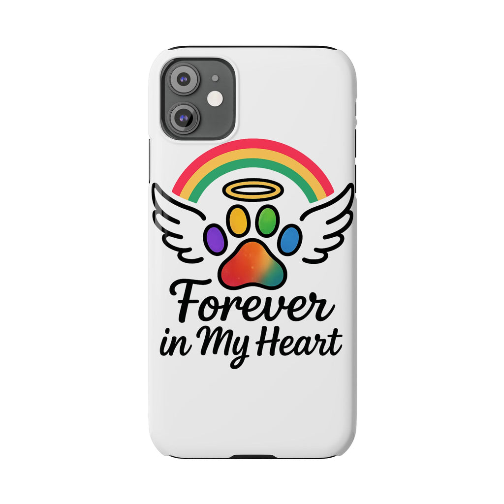 Rainbow Bridge Pet Memorial Phone Case Forever in My Heart Dog Cat Loss Sympathy Gift Remembrance Watercolor Paw Print Angel Pet