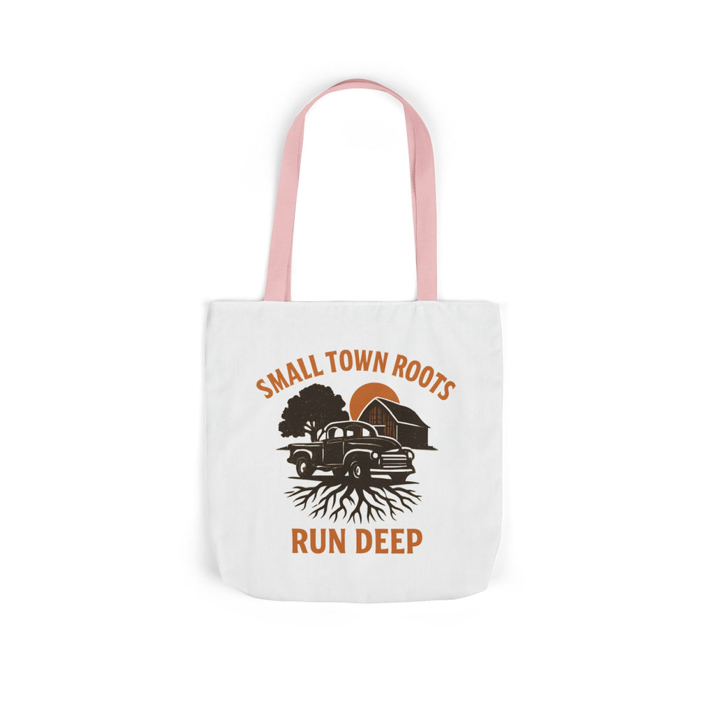 Small Town Roots Run Deep Tote Bag | Rural Heritage Pride Gift | Vintage Pickup Truck Barn Tote | Country Hometown Nostalgia Bag
