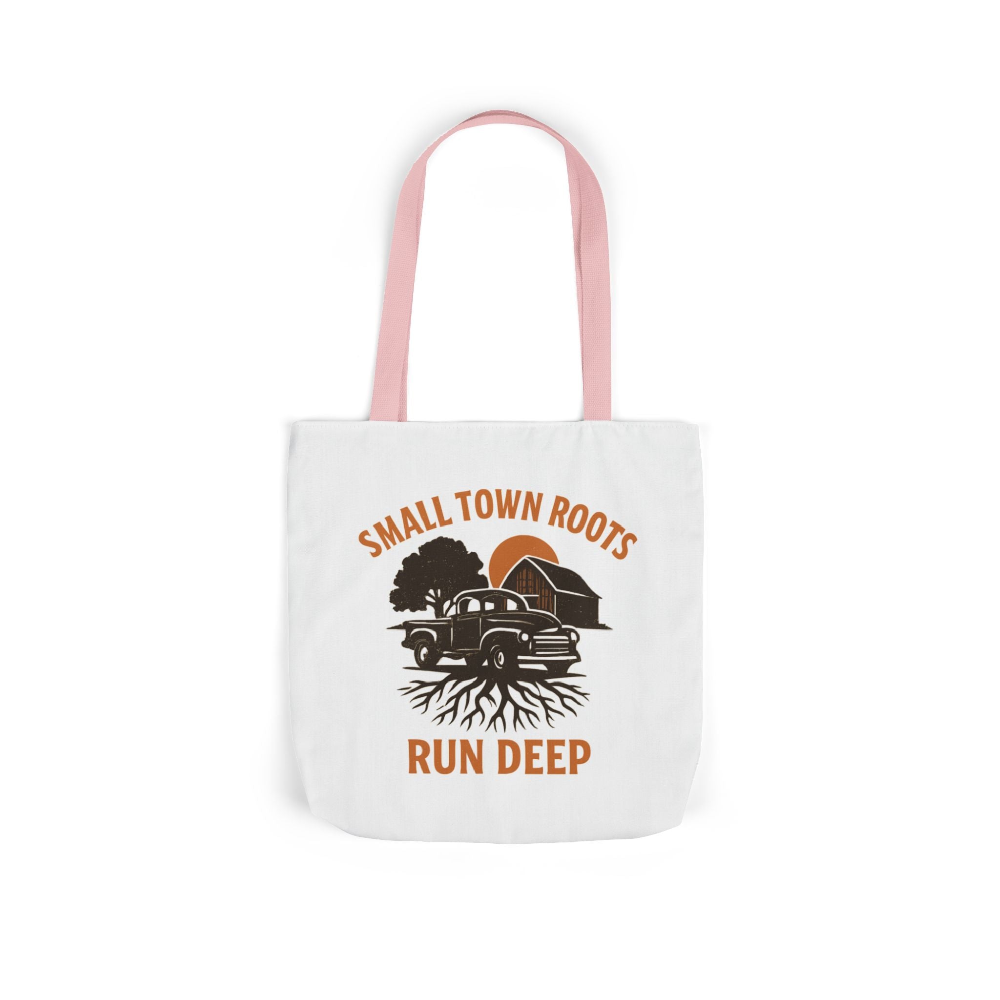 Small Town Roots Run Deep Tote Bag | Rural Heritage Pride Gift | Vintage Pickup Truck Barn Tote | Country Hometown Nostalgia Bag