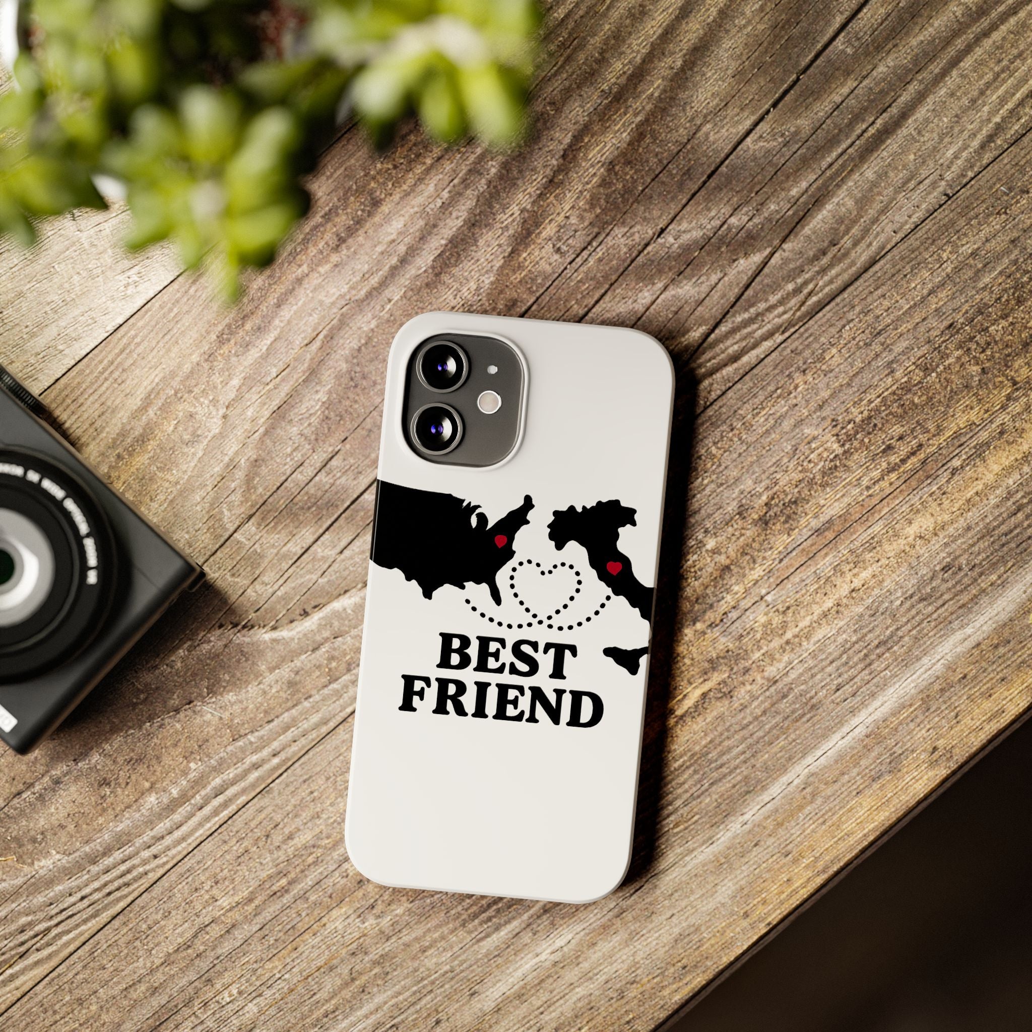 Long Distance Friendship Phone Case Personalized Coordinates Gift Best Friend Custom Location Map Heart Connection BFF