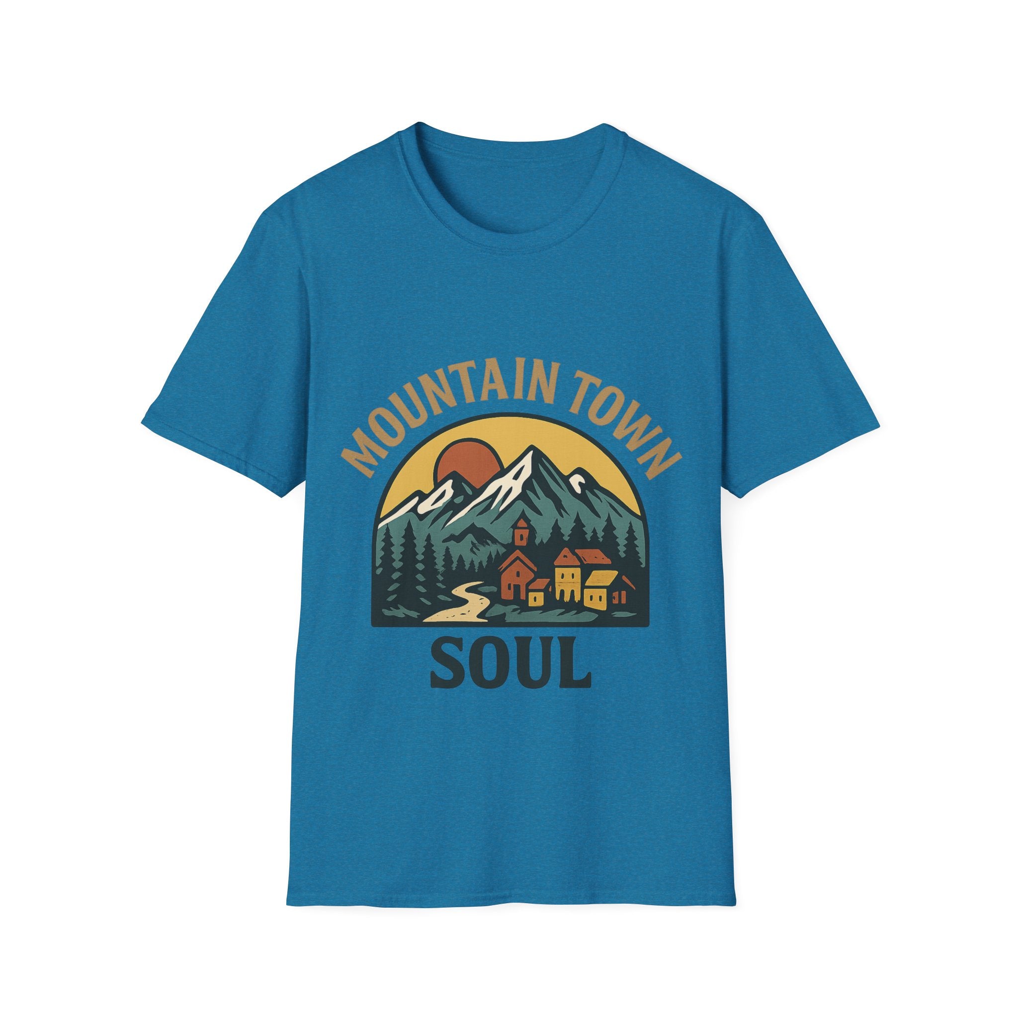 Mountain Town Soul Vintage Hiking Tee Raised on Mountain Air Shirt Wilderness Outdoor Adventure Gift Alpine Heritage Retro Tshirt