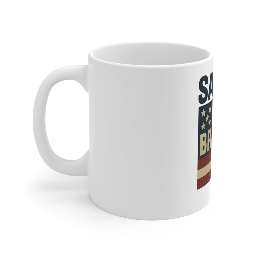 Salute the Brave Military Mug, Patriotic Veteran Gift, American Flag Coffee Mug, Army Navy Marines Gift, Military Service Mug