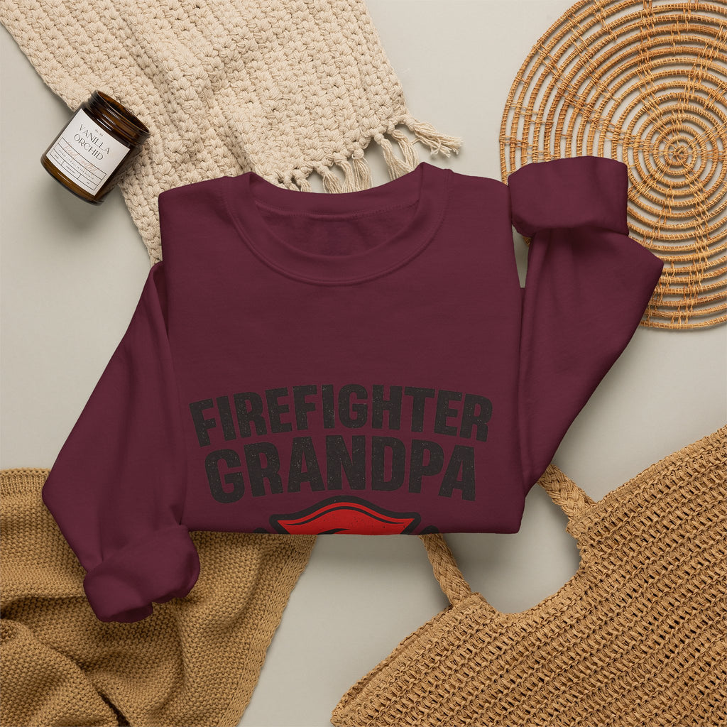 Firefighter Grandpa Sweatshirt My Hero Forever Gift Vintage Fire Station Badge Grandparents Day Fireman Grandfather Shirt