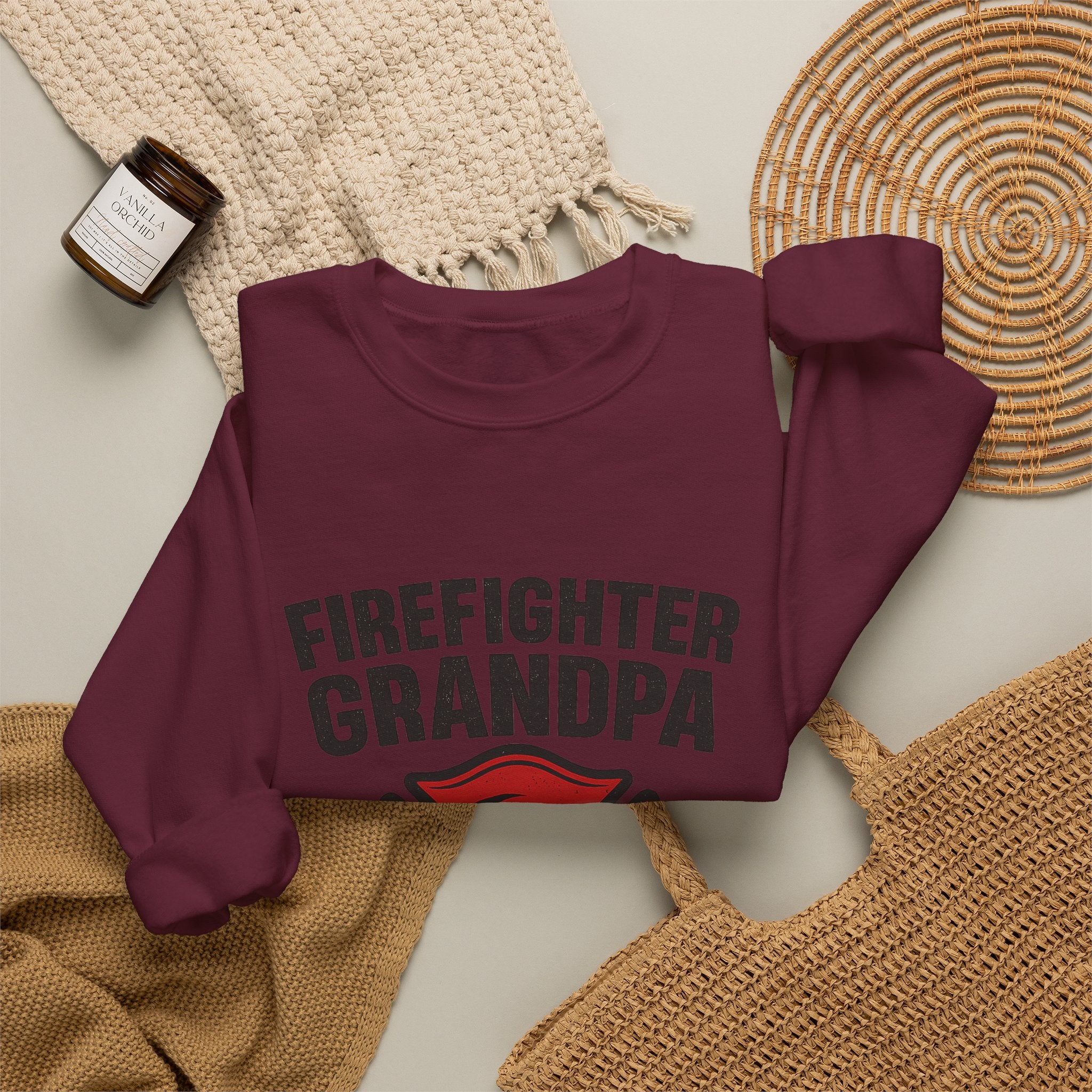 Firefighter Grandpa Sweatshirt My Hero Forever Gift Vintage Fire Station Badge Grandparents Day Fireman Grandfather Shirt