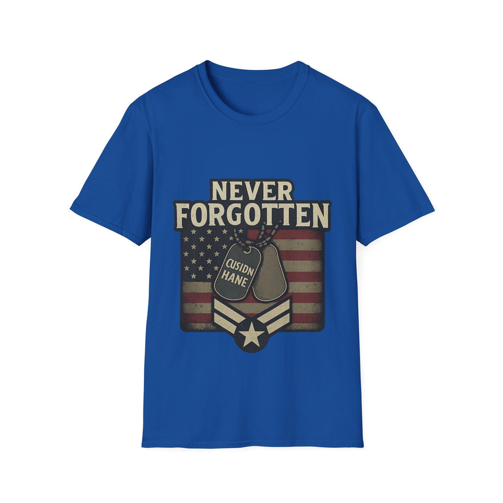 Never Forgotten Veteran Memorial Shirt Custom Name Military Tribute Tee Gold Star Family Gift Personalized Remembrance Tshirt