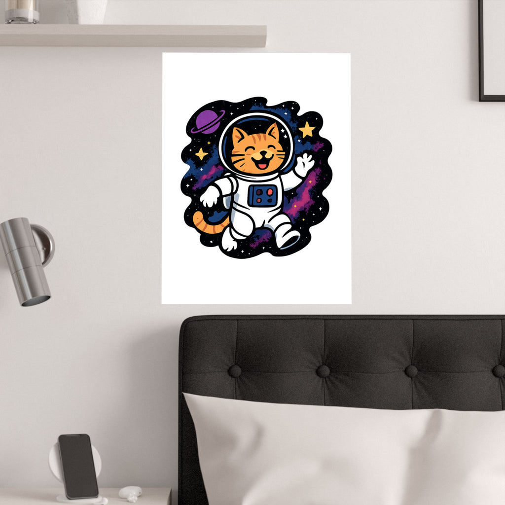 Cat Astronaut Galaxy Poster, Space Cat Wall Art, Funny Cat Lover Gift, Nebula Cat Print, Whimsical Space Room Decor, Quirky Wall Art