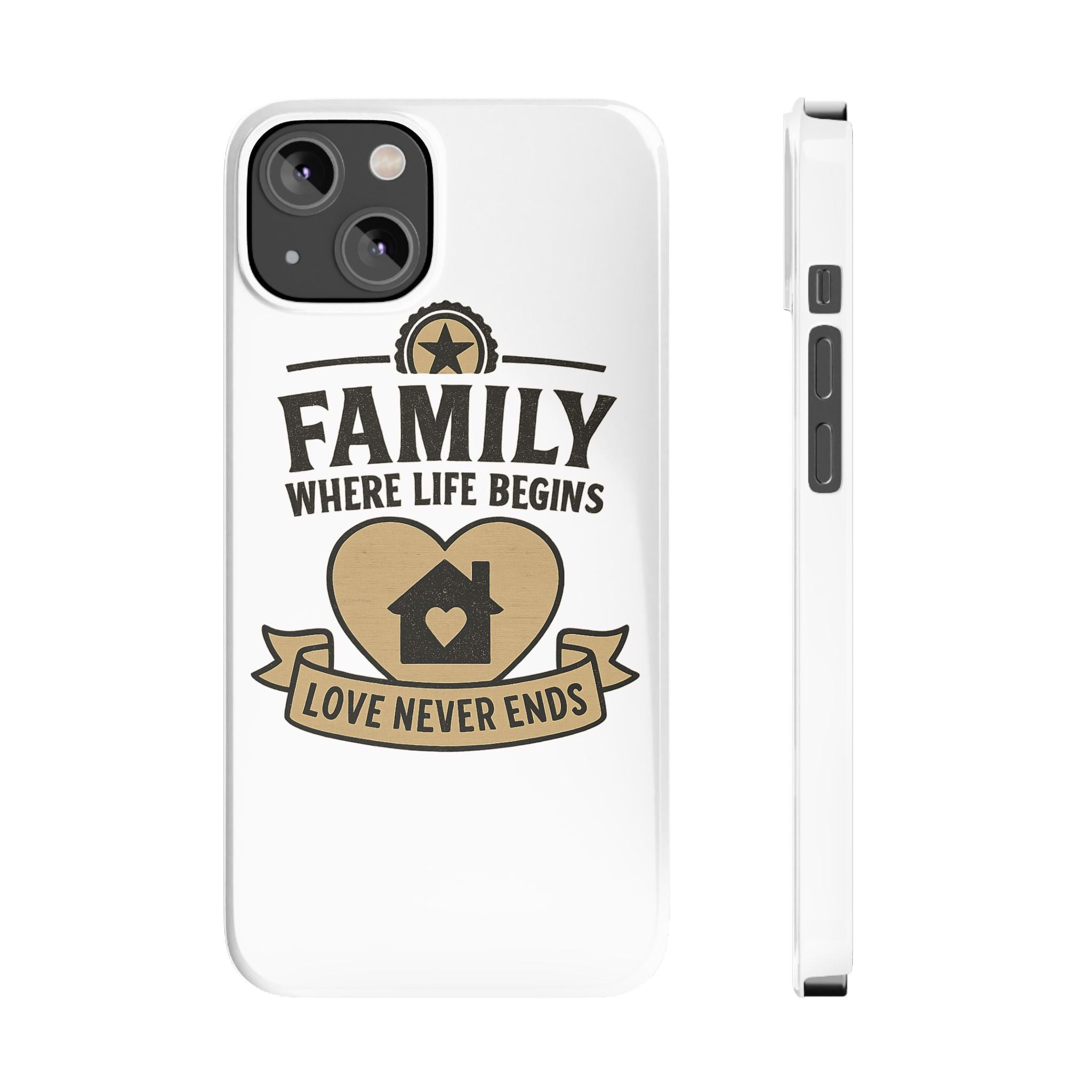 Family Where Life Begins Love Never Ends Phone Case, Rustic Farmhouse Gift for Mom Grandma, Mother's Day Gift, Heart Home Decor