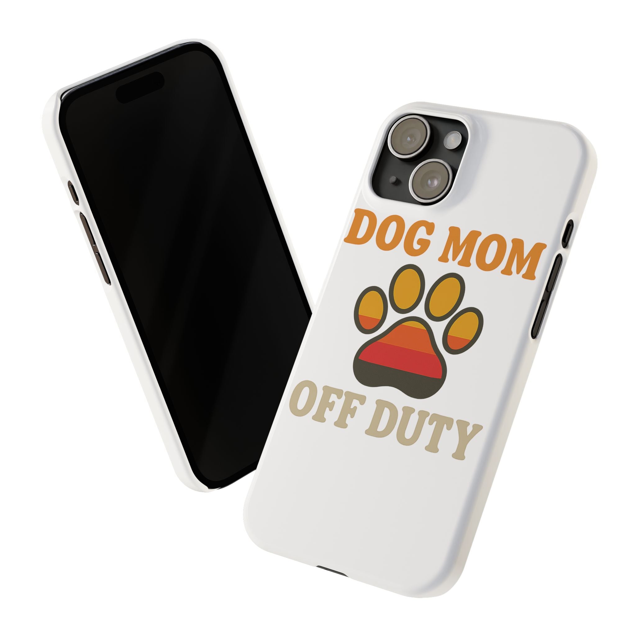 Dog Mom Off Duty Phone Case Retro 70s Vintage Dog Lover Gift Paw Print iPhone Samsung Galaxy Case Funny Pet Owner Gift
