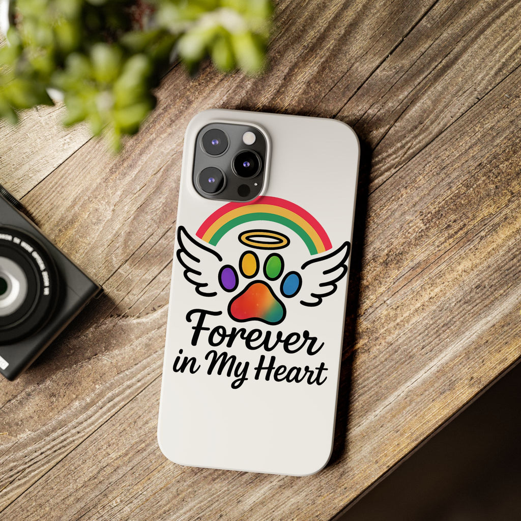 Rainbow Bridge Pet Memorial Phone Case Forever in My Heart Dog Cat Loss Sympathy Gift Remembrance Watercolor Paw Print Angel Pet