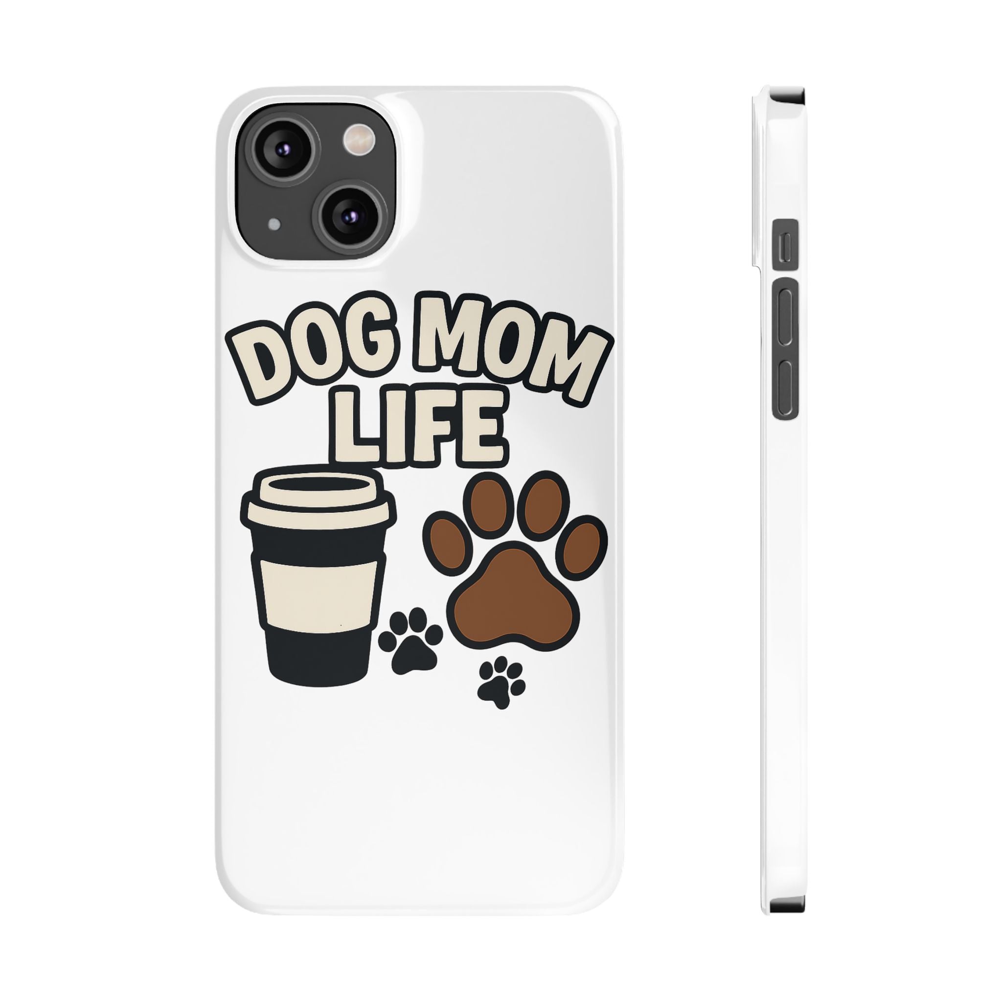 Dog Mom Life Phone Case, Coffee & Paws Illustrated Design, Gift for Dog Lover, Pet Parent Phone Case, Dog Owner Gift