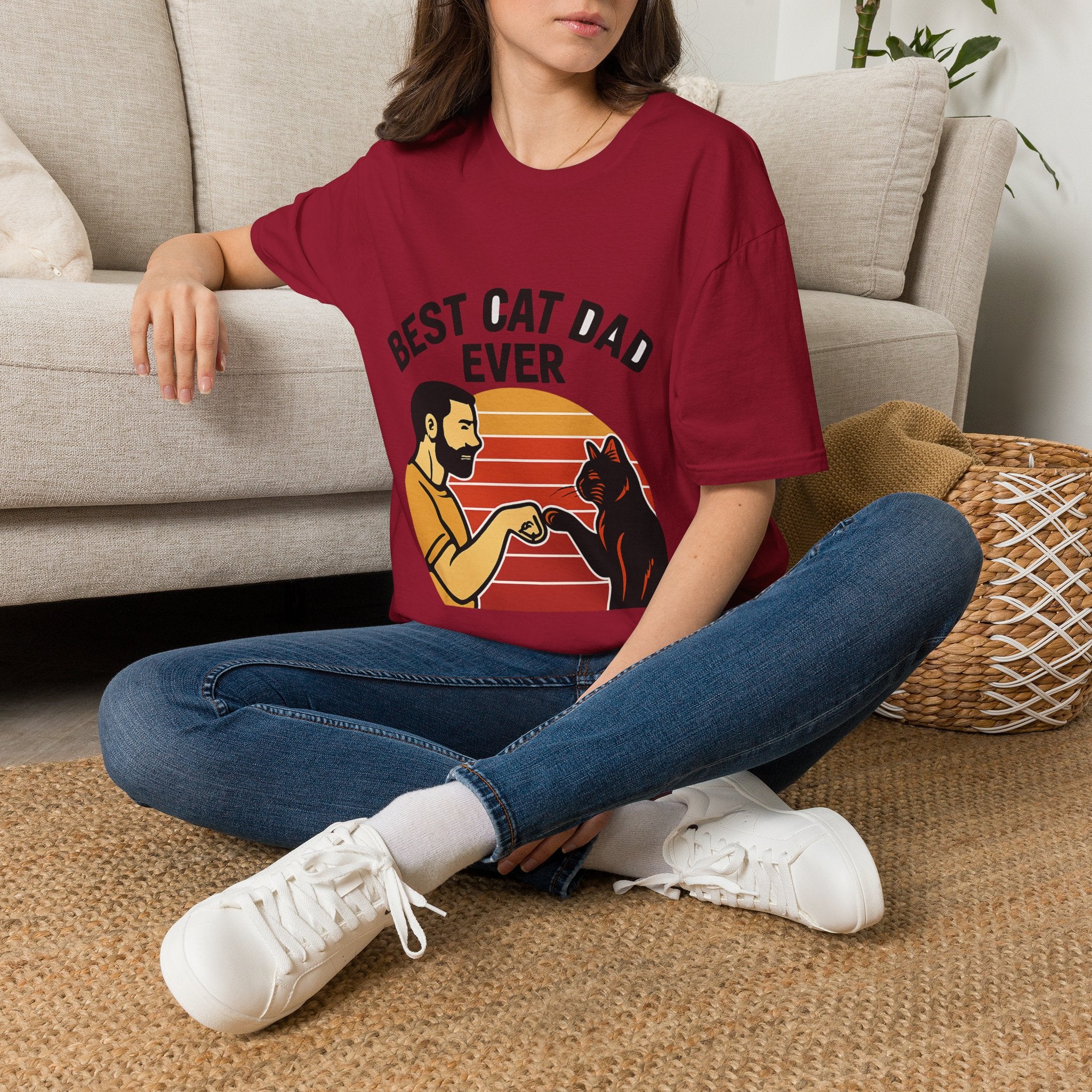 Best Cat Dad Ever Shirt Vintage Retro Cat Lover Gift for Men Father's Day Cat Owner Tshirt Funny Cat Dad Gift Retro Sunset Tee