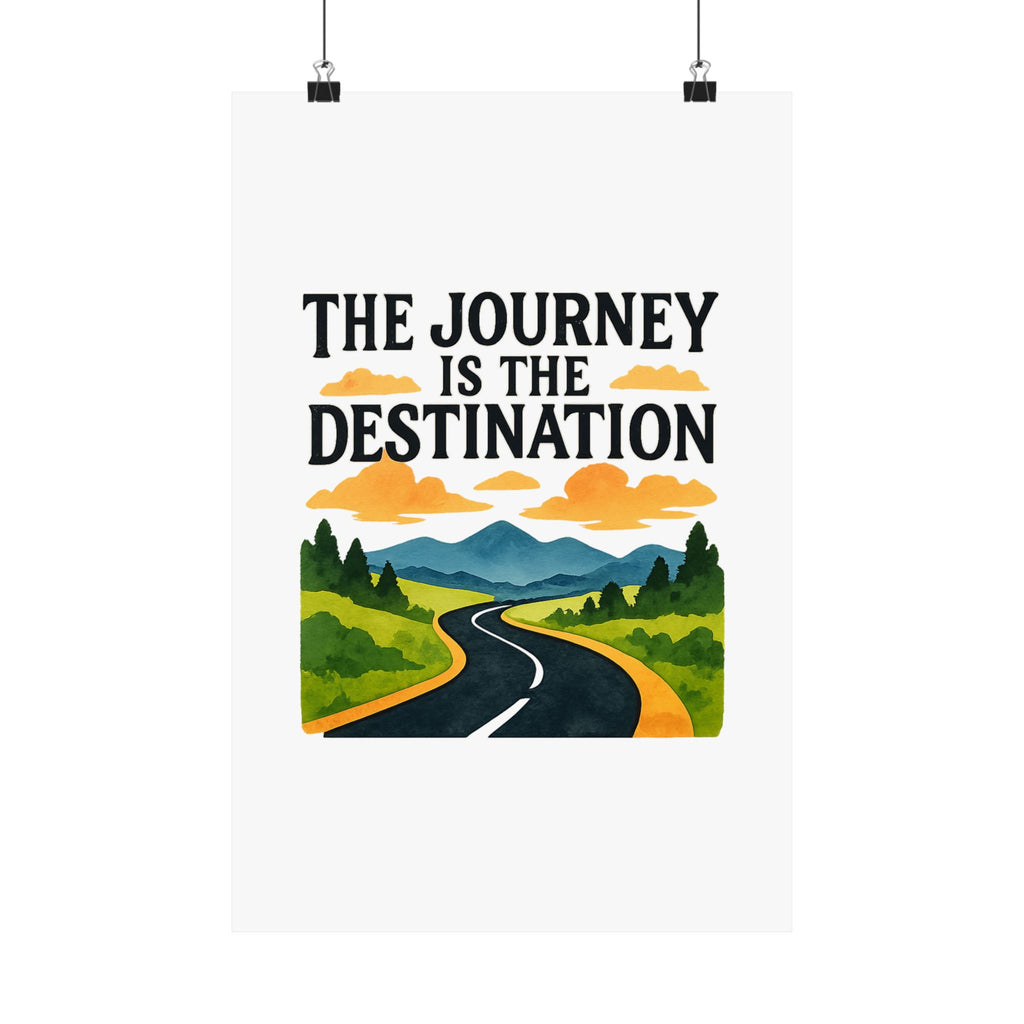 The Journey Is The Destination Print Watercolor Road Trip Poster Inspirational Quote Wall Art Travel Decor Wanderlust Gift