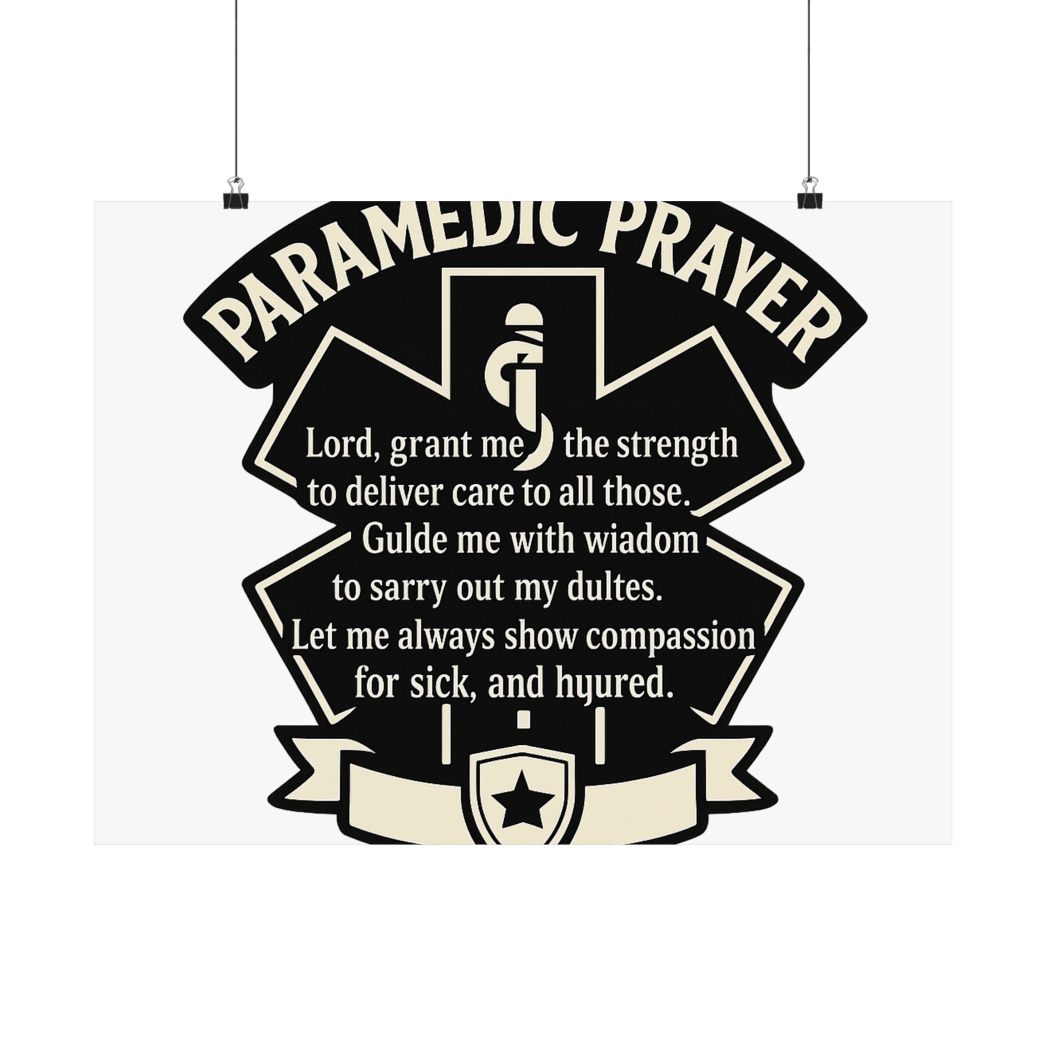 Paramedic Prayer Poster, EMS Gift, Star of Life Wall Art, Paramedic Graduation Gift, EMT Decor, First Responder Print, Thin White Line