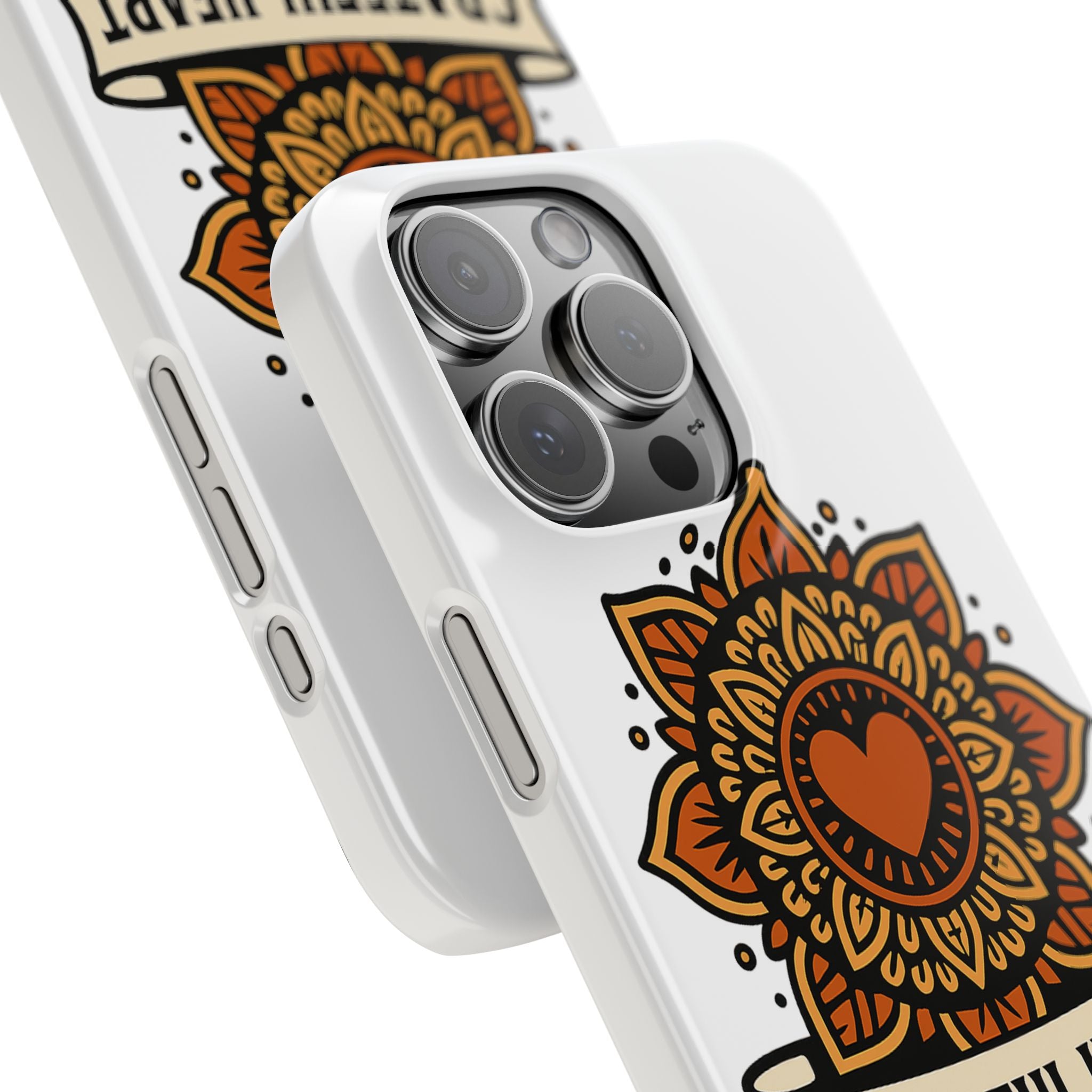 Grateful Heart Mandala Phone Case, Mindfulness Gift for Yoga Lover, Boho Gratitude Quote, Wellness Housewarming Gift Woman