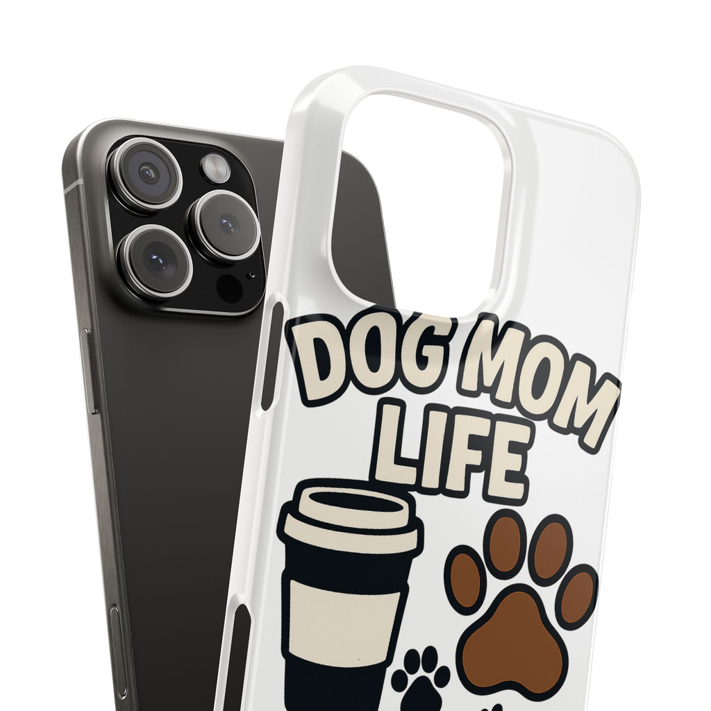 Dog Mom Life Phone Case, Coffee & Paws Illustrated Design, Gift for Dog Lover, Pet Parent Phone Case, Dog Owner Gift