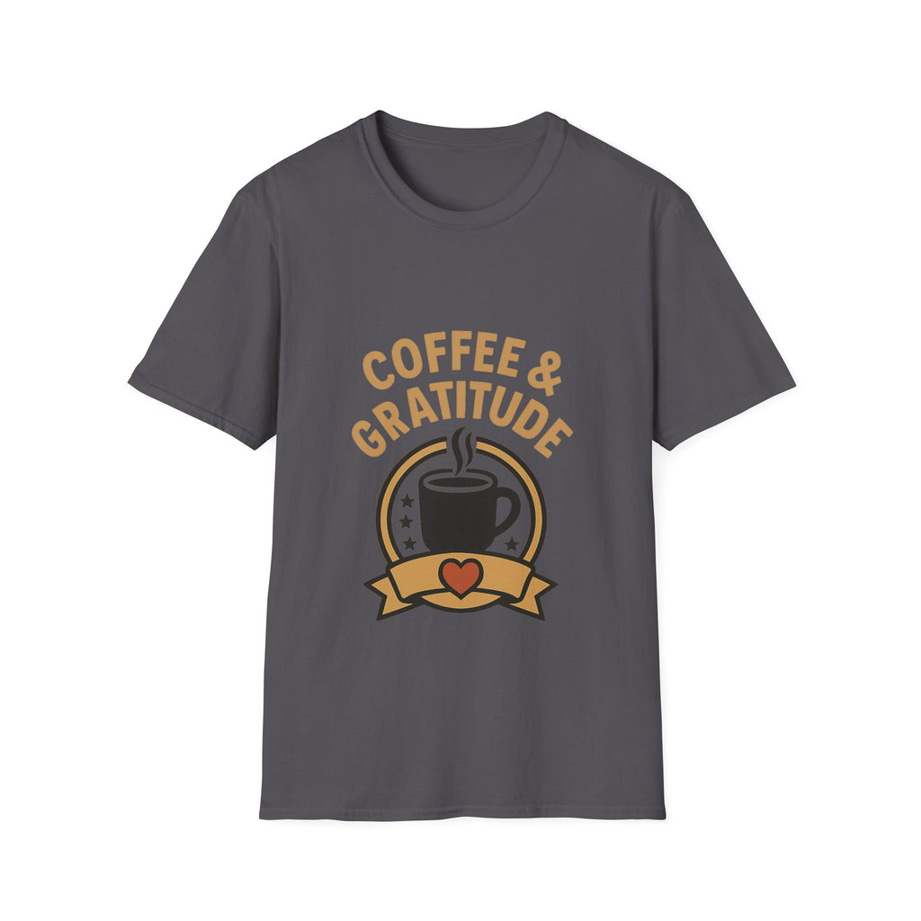 Coffee & Gratitude Shirt, Mindful Living Tee, Self Care Gift for Women, Positive Vibes T-Shirt, Grateful Heart Appreciation Top