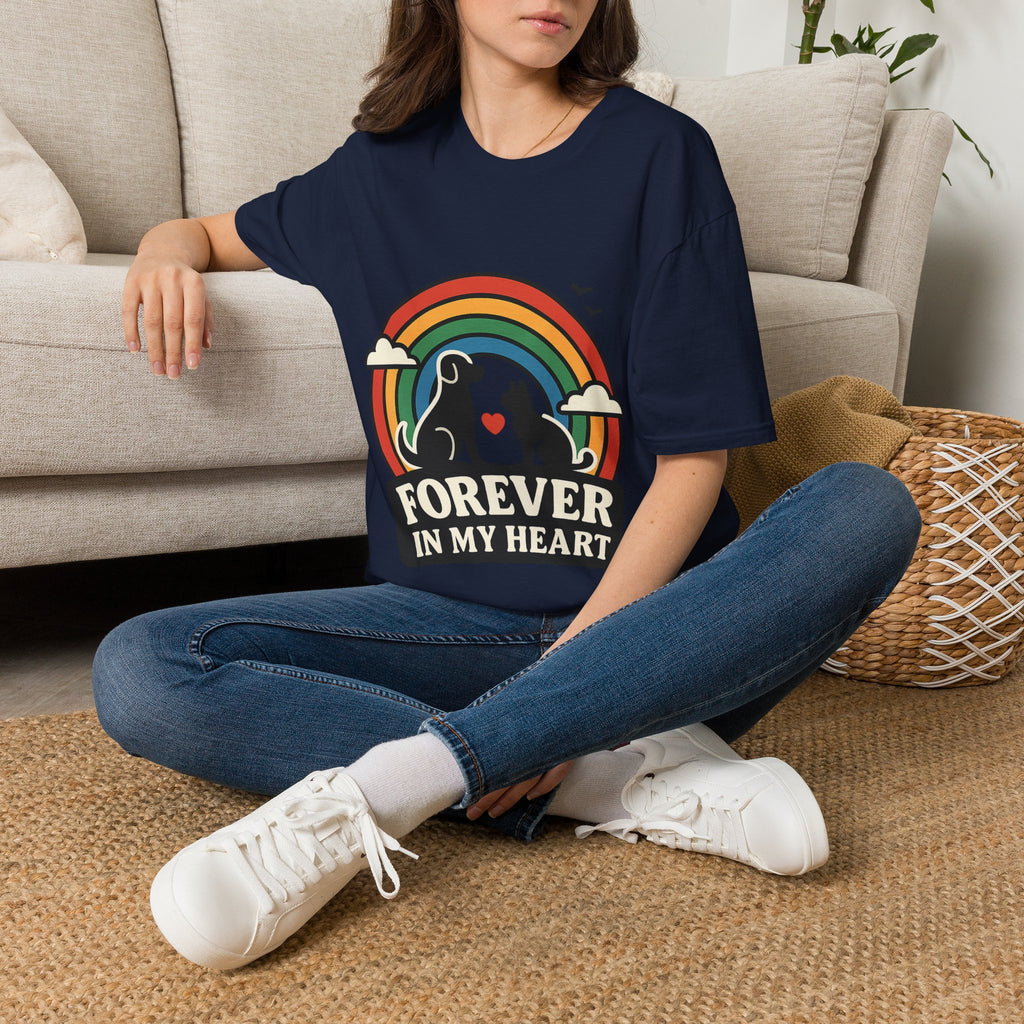 Rainbow Bridge Pet Memorial Shirt, Dog Cat Loss Gift, Forever in My Heart, Pet Remembrance Tee, Sympathy Gift for Pet Owner