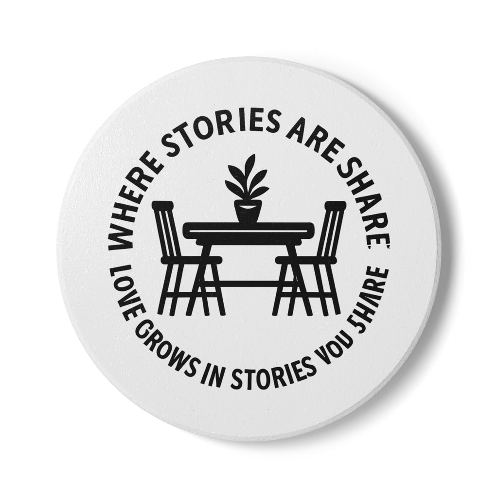 Family Table Coaster Set | Where Stories Are Shared Dining Room Decor | Memory Keepsake Gift for Parents | Modern Farmhouse Kitchen
