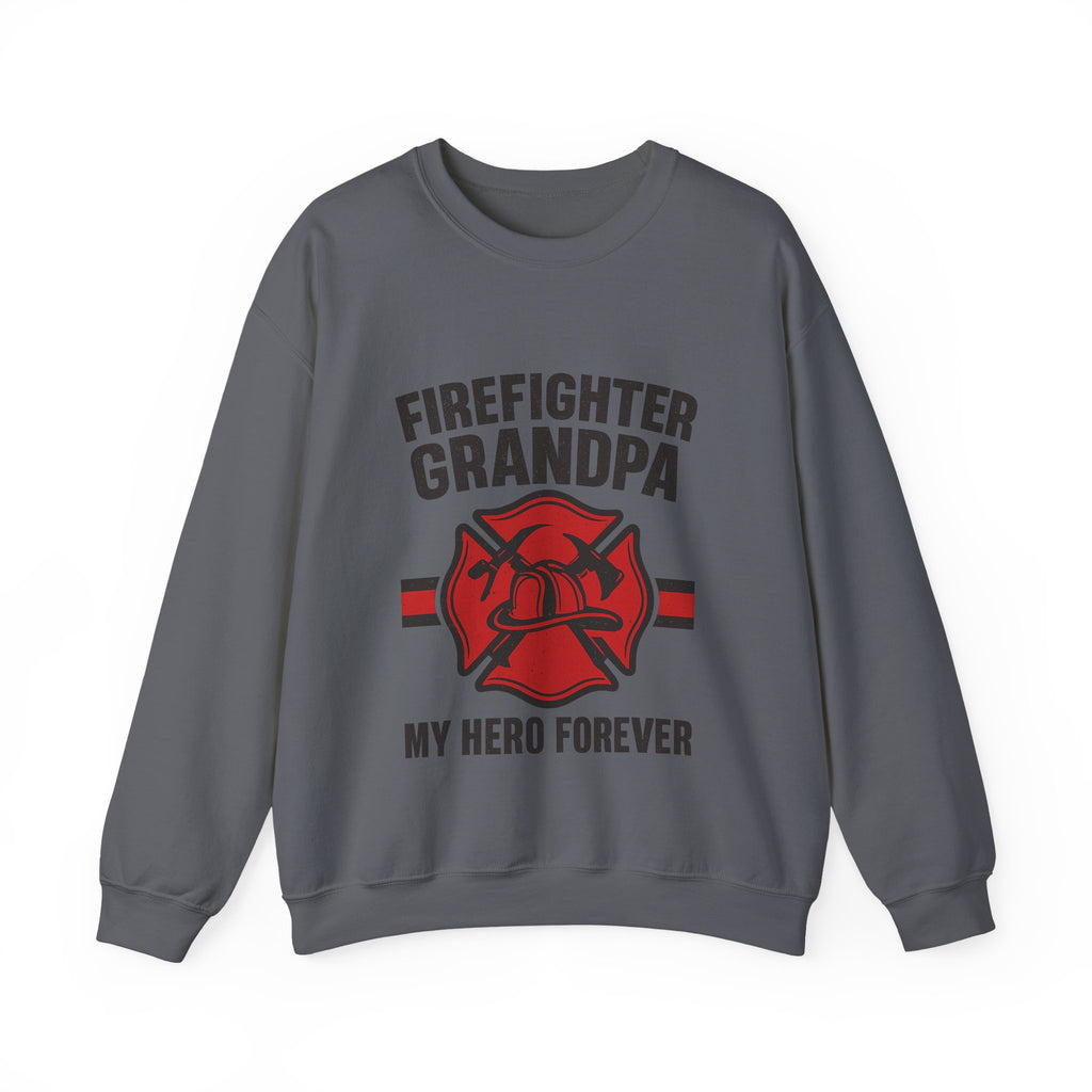 Firefighter Grandpa Sweatshirt My Hero Forever Gift Vintage Fire Station Badge Grandparents Day Fireman Grandfather Shirt