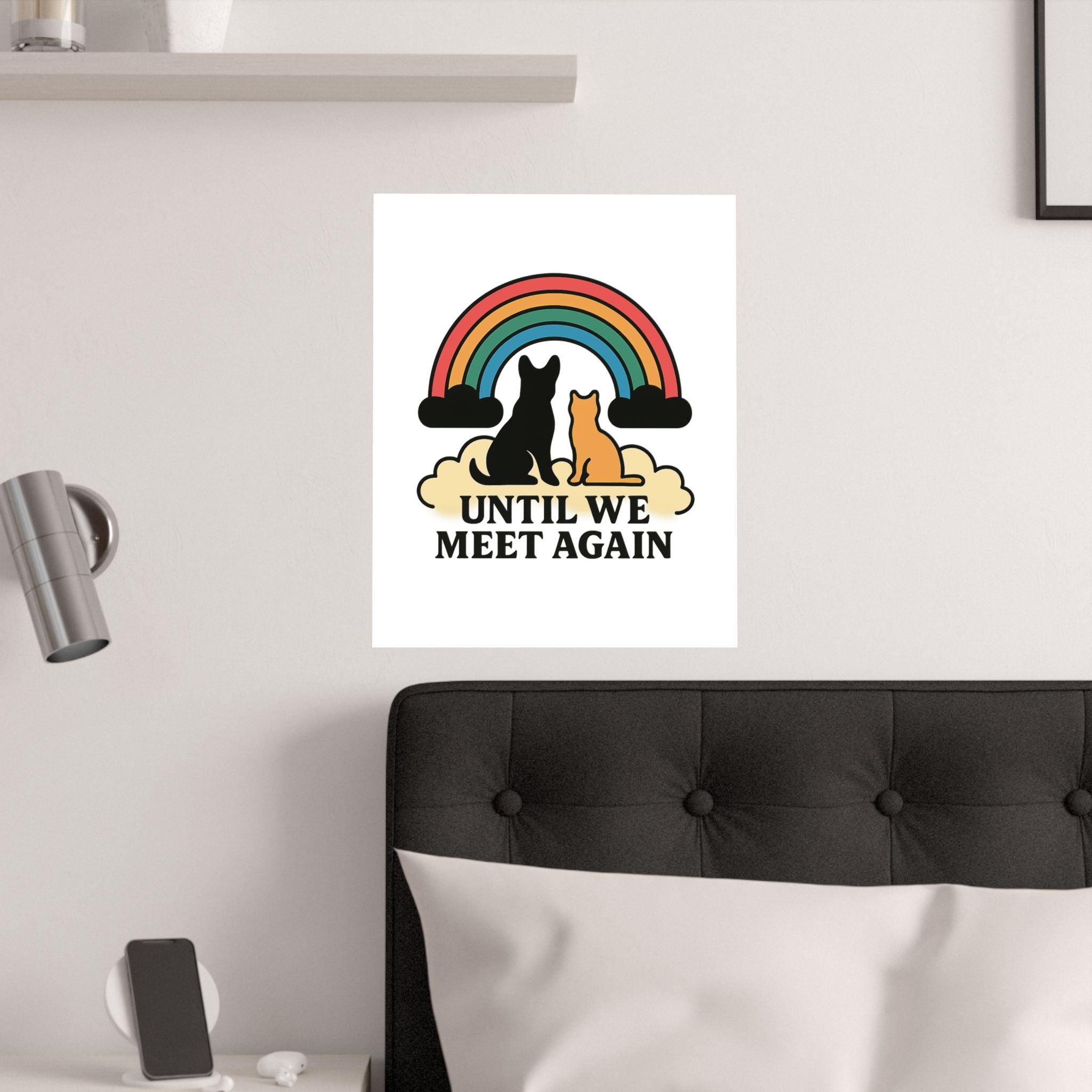 Rainbow Bridge Pet Memorial Poster, Dog Cat Loss Sympathy Gift, Until We Meet Again Pet Remembrance Wall Art, Pet Bereavement Print