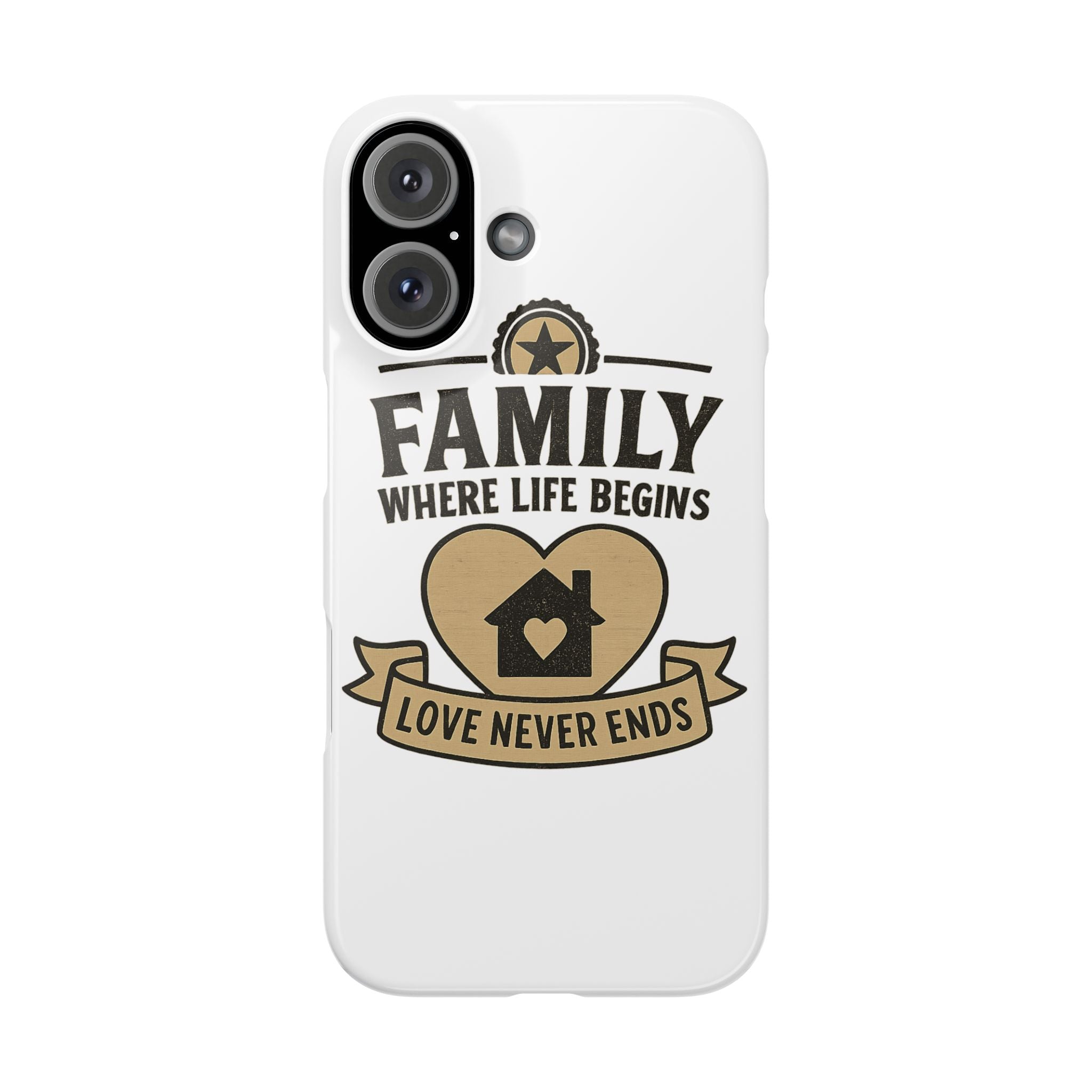 Family Where Life Begins Love Never Ends Phone Case, Rustic Farmhouse Gift for Mom Grandma, Mother's Day Gift, Heart Home Decor