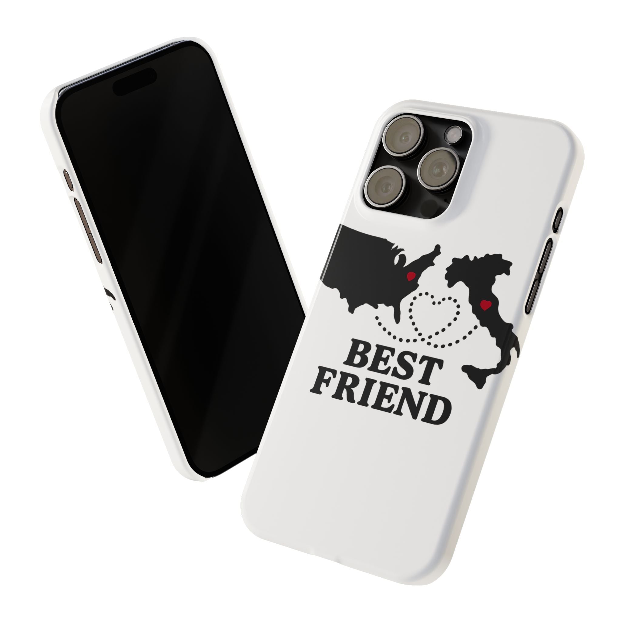 Long Distance Friendship Phone Case Personalized Coordinates Gift Best Friend Custom Location Map Heart Connection BFF