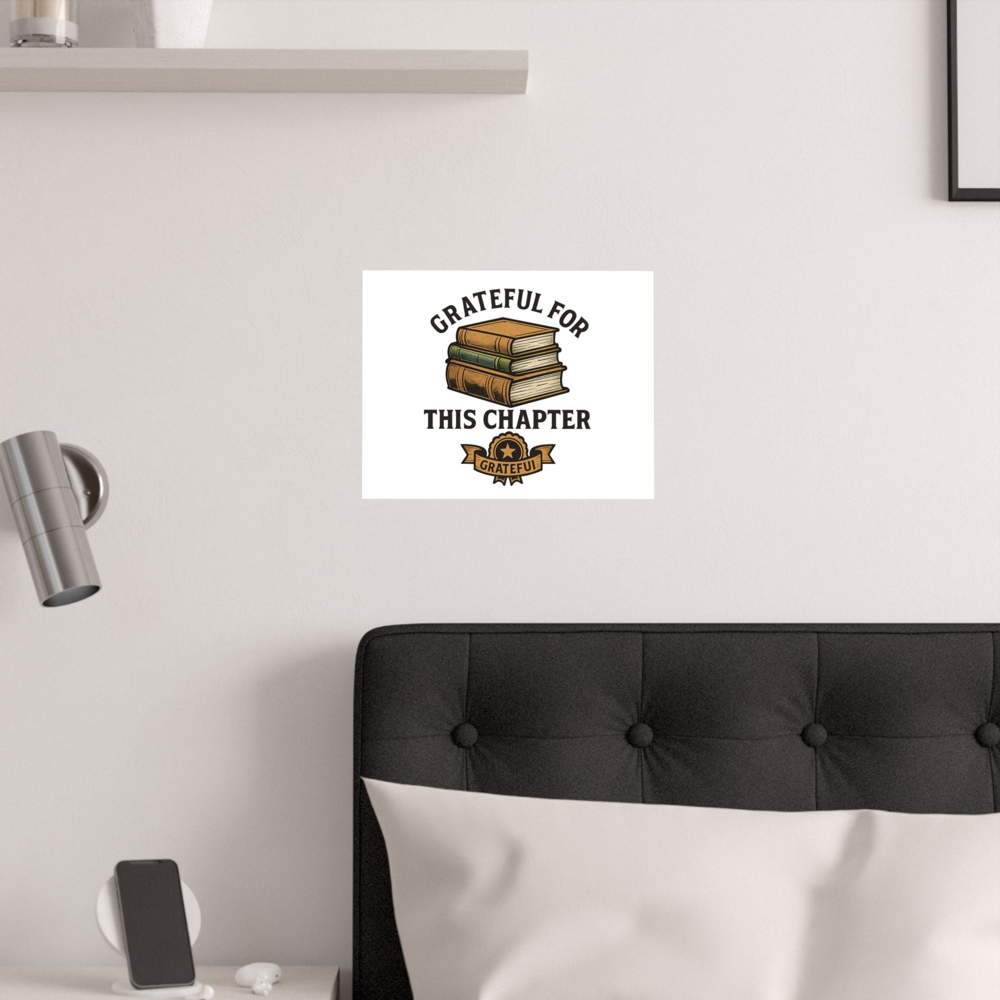 Grateful For This Chapter Book Lover Poster | Vintage Book Stack Wall Art | Literary Gift | Graduation Gift | New Home Decor