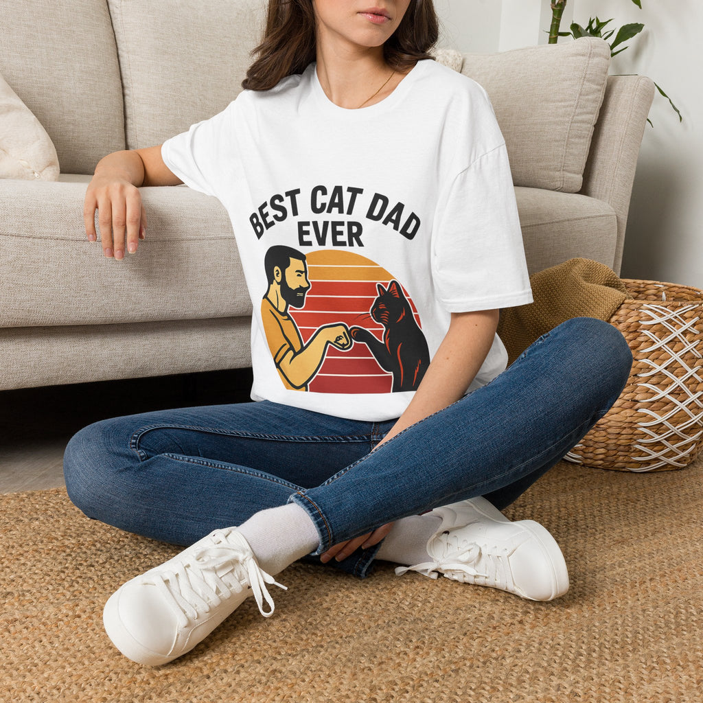 Best Cat Dad Ever Shirt Vintage Retro Cat Lover Gift for Men Father's Day Cat Owner Tshirt Funny Cat Dad Gift Retro Sunset Tee