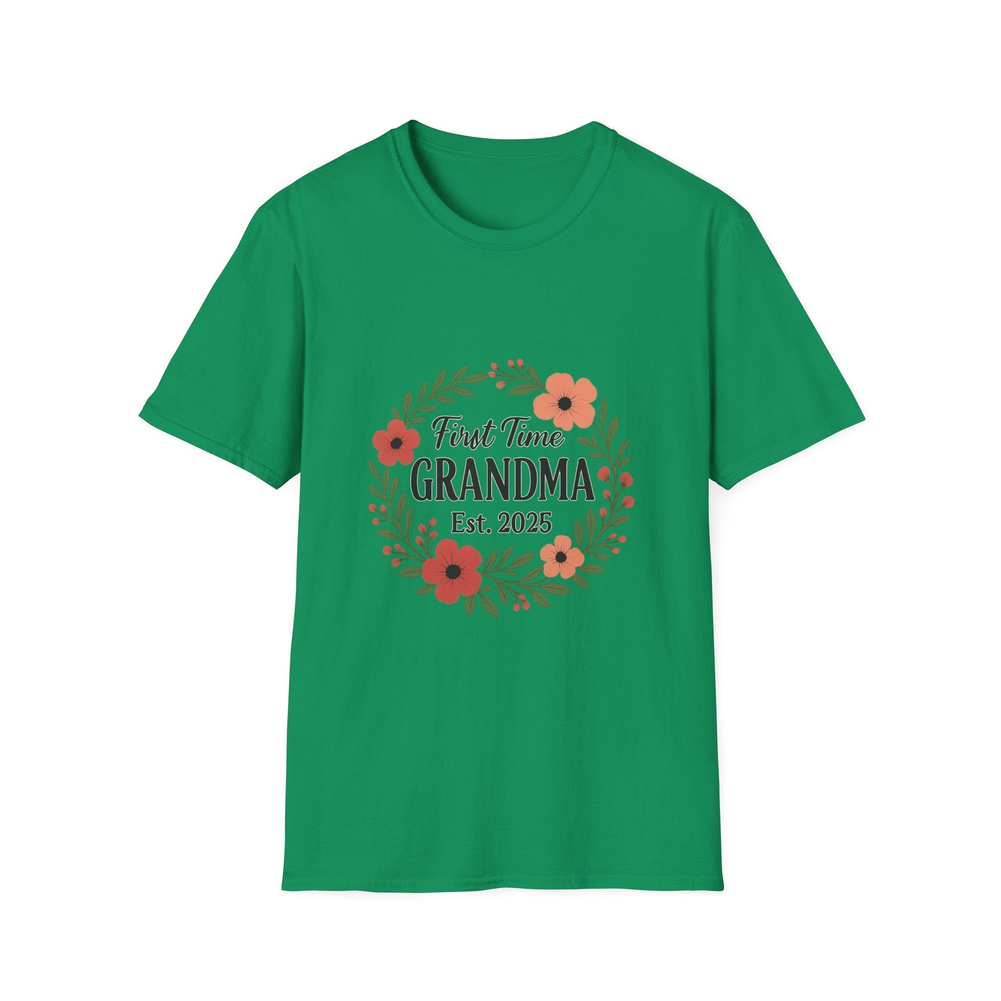 First Time Grandma Est 2025 Shirt New Grandmother Announcement Pregnancy Reveal Gift Floral Wreath Tshirt Mothers Day Gift