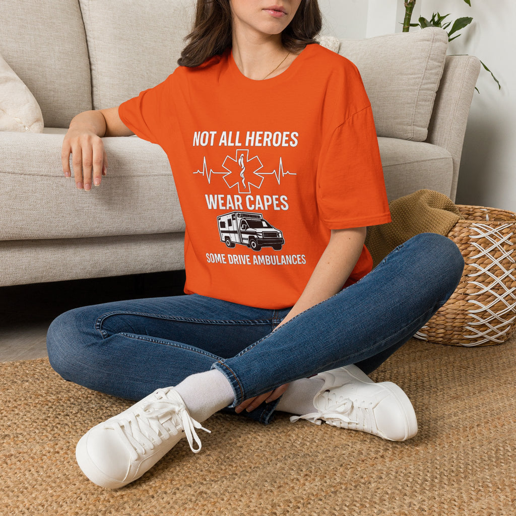 Not All Heroes Wear Capes Some Drive Ambulances Shirt, EMS Paramedic Gift, EMT Appreciation Tee, Star of Life, Thin White Line