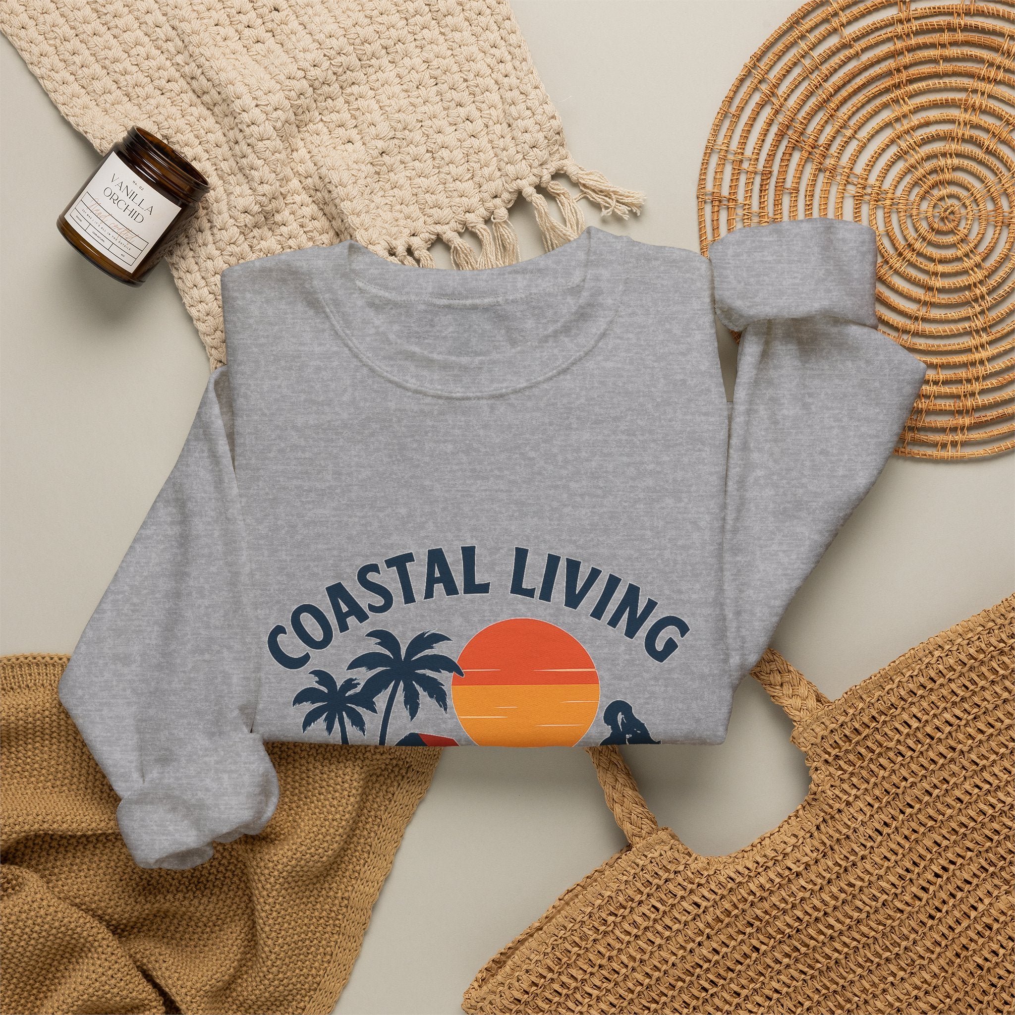 Beach Town Sunset Sweatshirt Coastal Living Salt Air Sun-Kissed Hair Ocean Vibes Vacation Gift Nautical Crewneck Surfer Beach Lover
