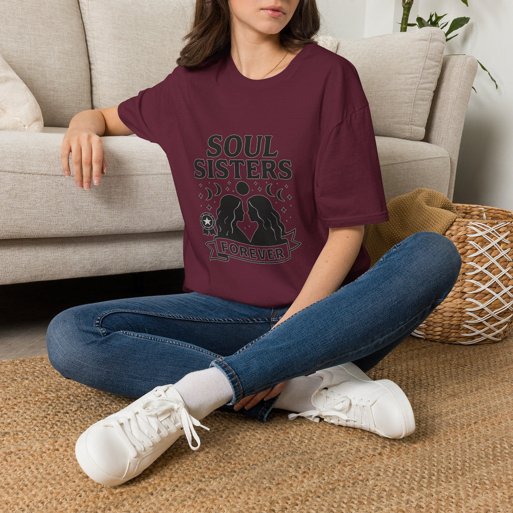 Soul Sisters Forever Matching T-Shirts, Best Friend Shirts, Celestial Moon Phase Tees, BFF Gifts for Women, Soulmate Friendship