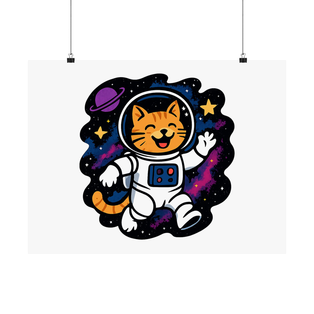 Cat Astronaut Galaxy Poster, Space Cat Wall Art, Funny Cat Lover Gift, Nebula Cat Print, Whimsical Space Room Decor, Quirky Wall Art