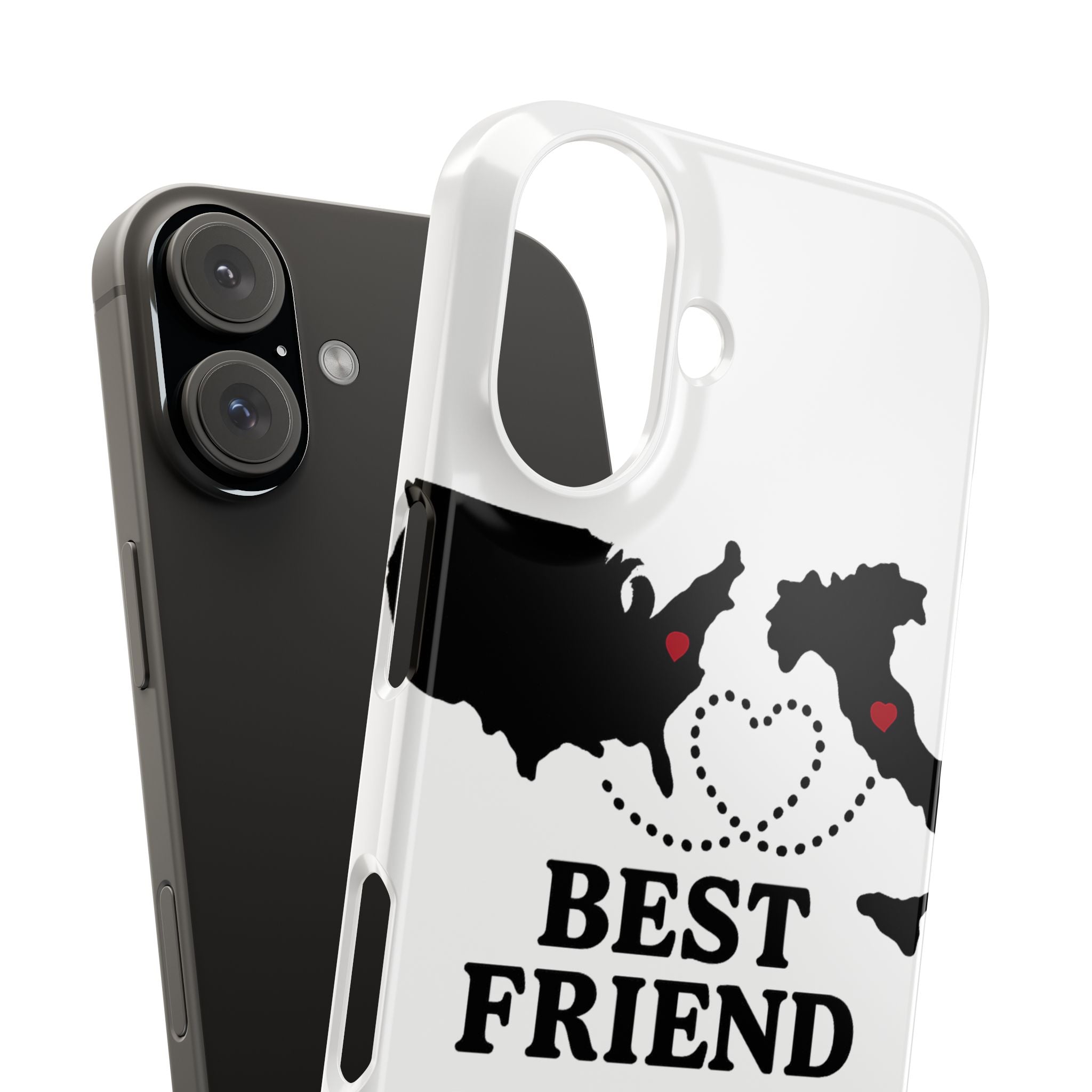 Long Distance Friendship Phone Case Personalized Coordinates Gift Best Friend Custom Location Map Heart Connection BFF