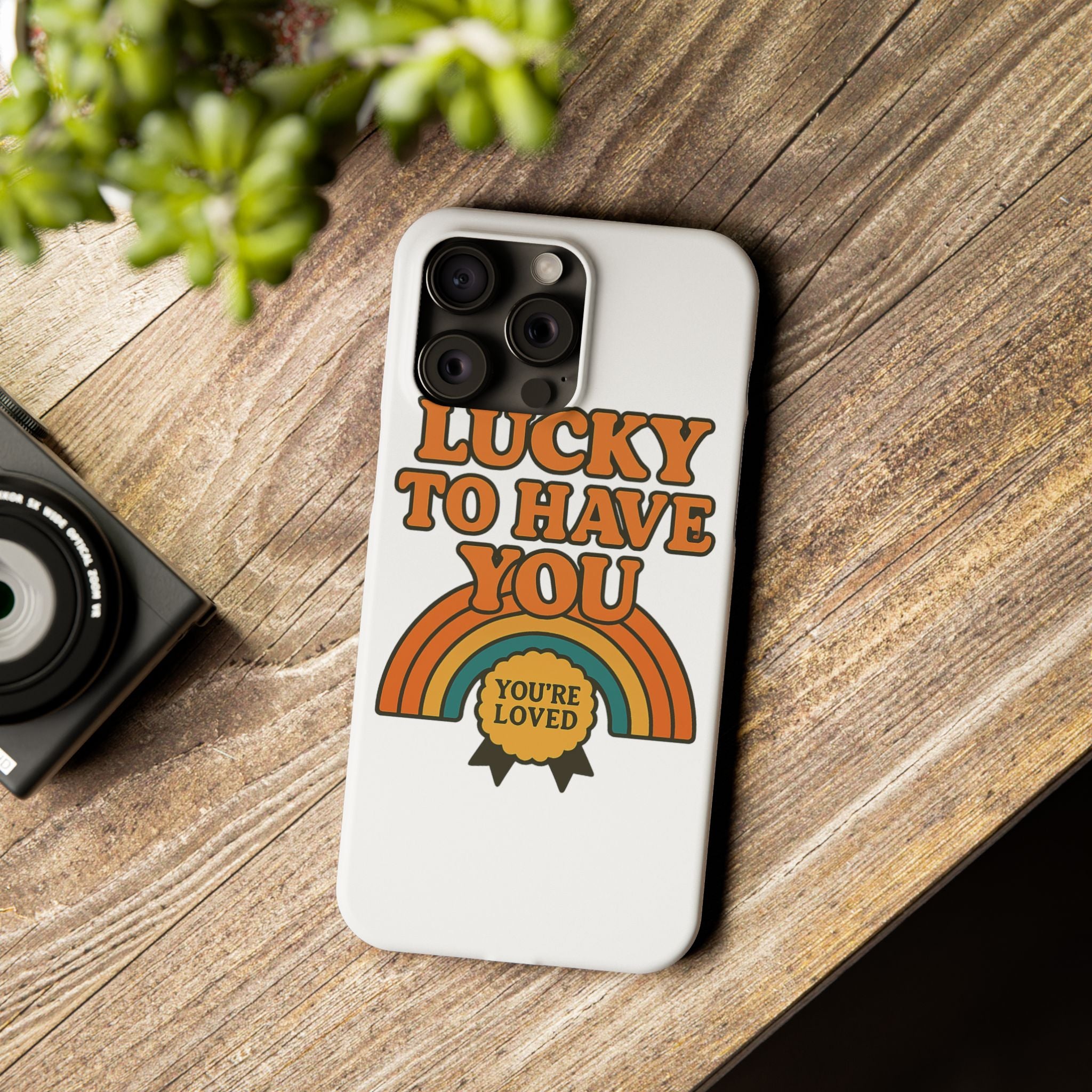 Lucky To Have You Phone Case Friendship Gift Best Friend Galentines Day Retro 70s Rainbow Vintage Appreciation Bestie Squad