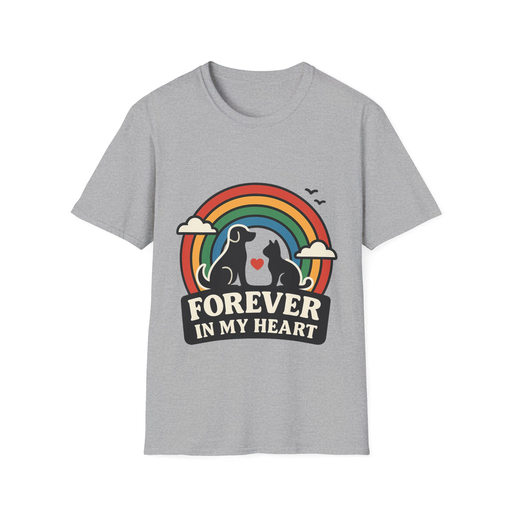 Rainbow Bridge Pet Memorial Shirt, Dog Cat Loss Gift, Forever in My Heart, Pet Remembrance Tee, Sympathy Gift for Pet Owner