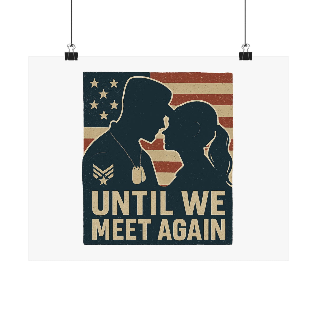 Until We Meet Again Military Deployment Poster, Romantic Farewell Gift for Military Spouse, Patriotic Couple Silhouette Art