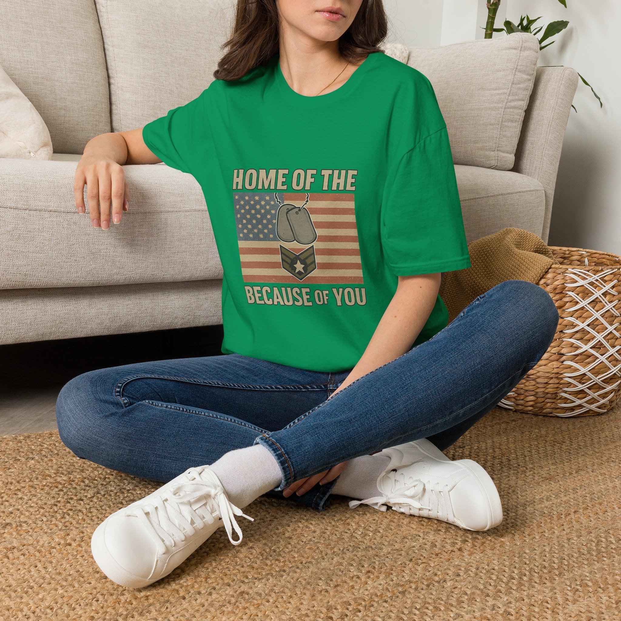 Home of the Brave Because of You Shirt, Military Appreciation Tshirt, Veterans Day Shirt, Support Our Troops, Patriotic Gift
