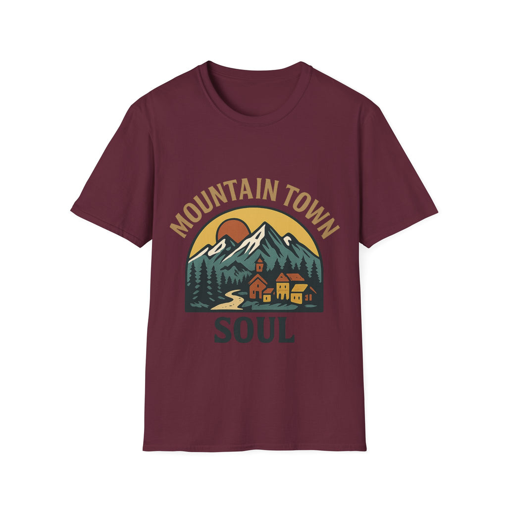 Mountain Town Soul Vintage Hiking Tee Raised on Mountain Air Shirt Wilderness Outdoor Adventure Gift Alpine Heritage Retro Tshirt