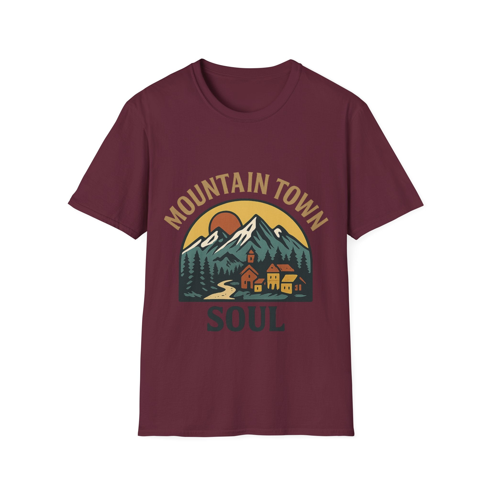 Mountain Town Soul Vintage Hiking Tee Raised on Mountain Air Shirt Wilderness Outdoor Adventure Gift Alpine Heritage Retro Tshirt
