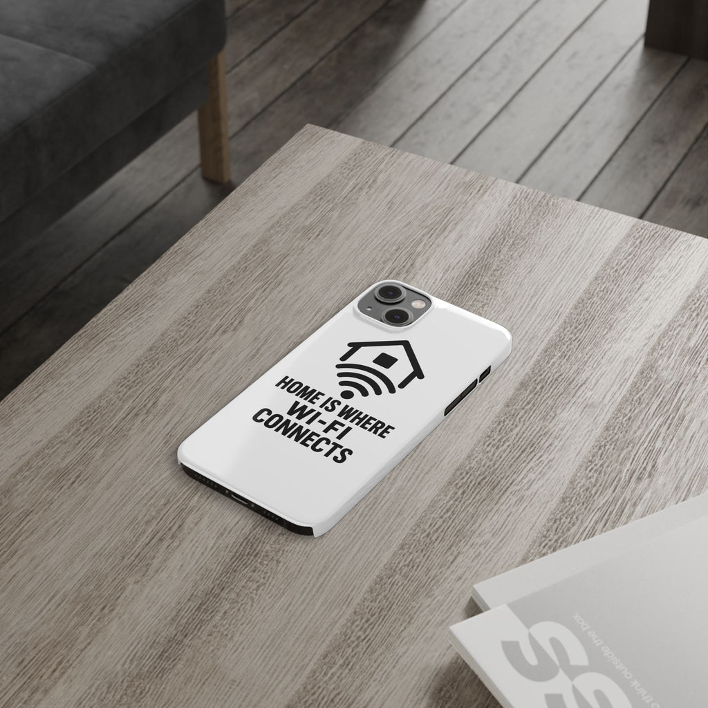Home Is Where WiFi Connects Phone Case Funny Millennial Gift Tech Lover Housewarming Present Modern Minimalist Humor Gift